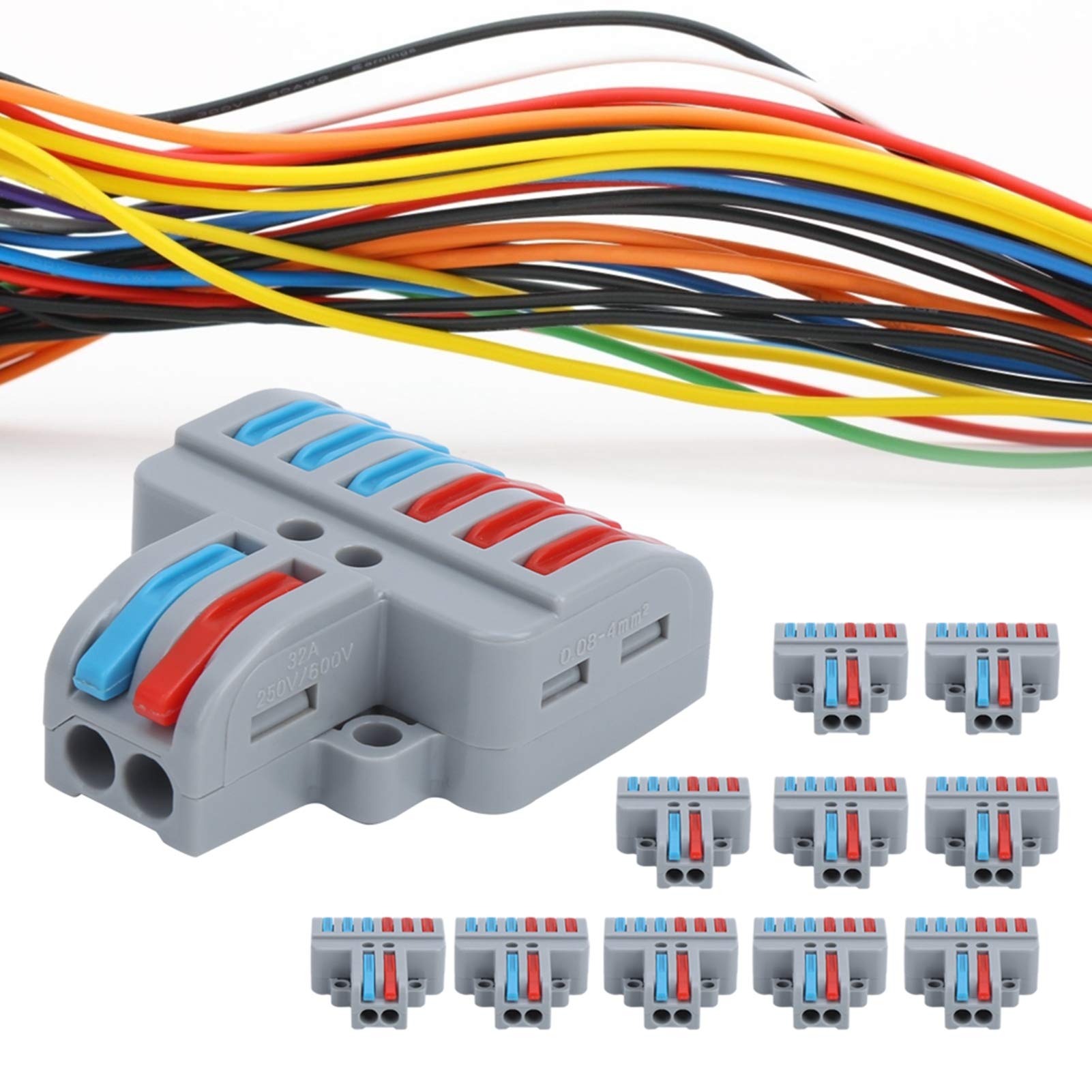 10pcs LT-623 ABS Plastic Terminal Blocks - 2 Inlet 6 Outlet Electric Cable Connectors for Home Wiring, DIY Projects & Electrical Repairs | Durable Wiring Connectors for Secure Connections