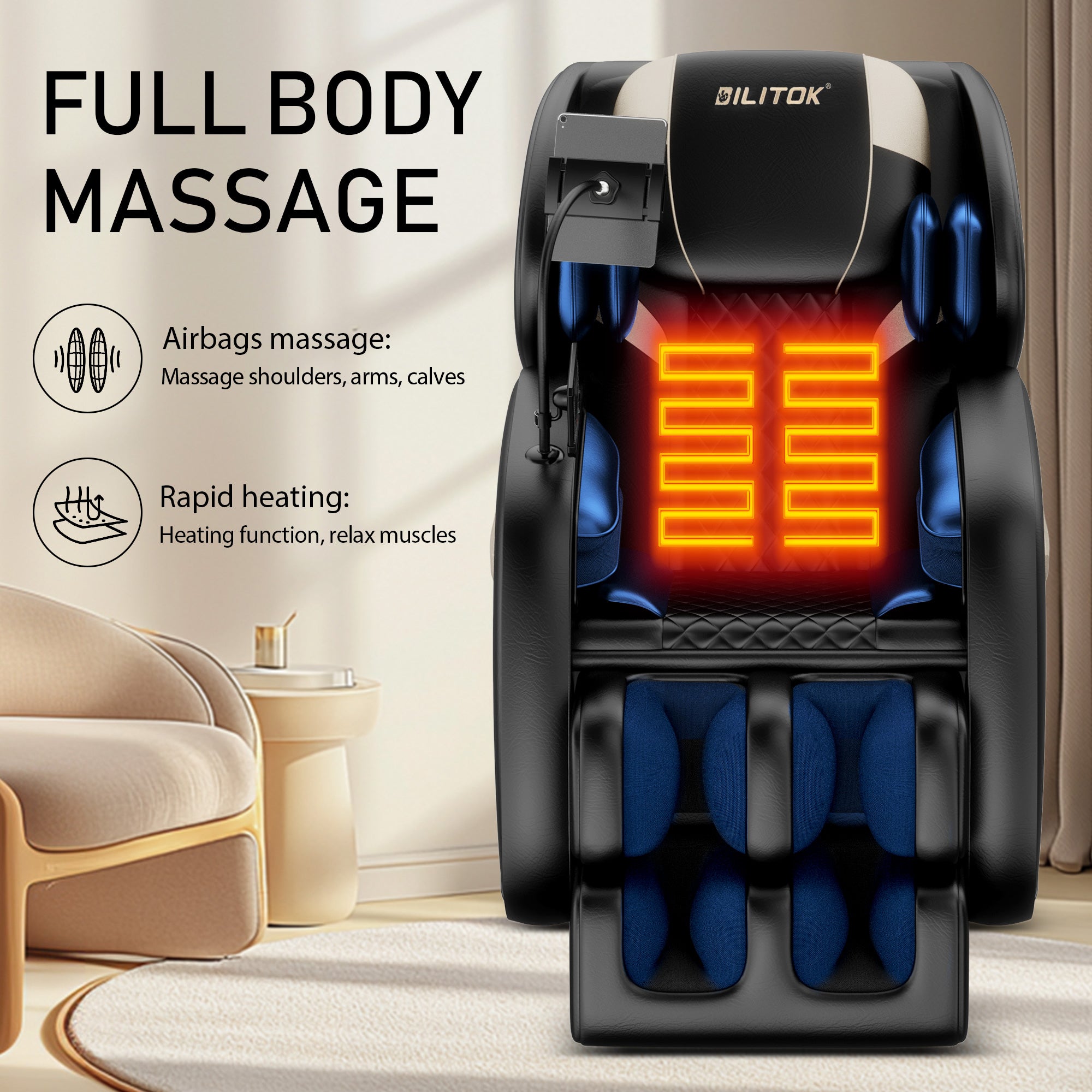 2024 Zero Gravity Massage Chair Recliner with Full Body Air Pressure - Perfect for Home Relaxation & Pain Relief Therapy