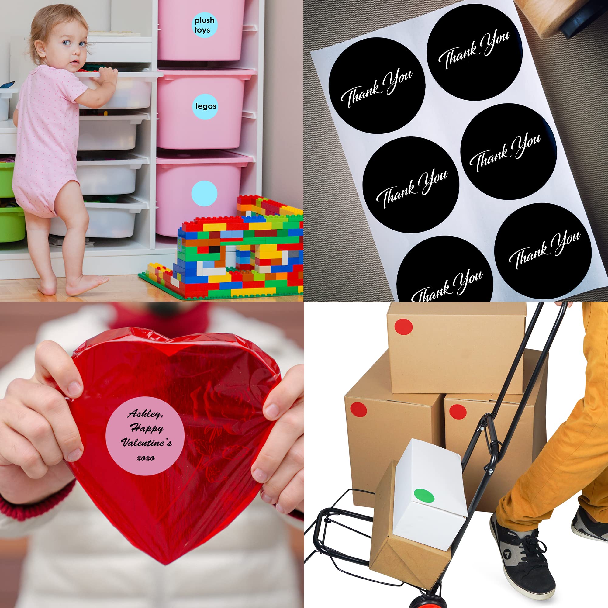 Royal Green Round 2 Inch Neon Red Write-On Surface Stickers - 50mm Multi-Purpose Dots for Jar & Storage Labeling - Permanent Adhesive - 180 Pack - Perfect for Organizing Pantry, Office Supplies & Craft Projects