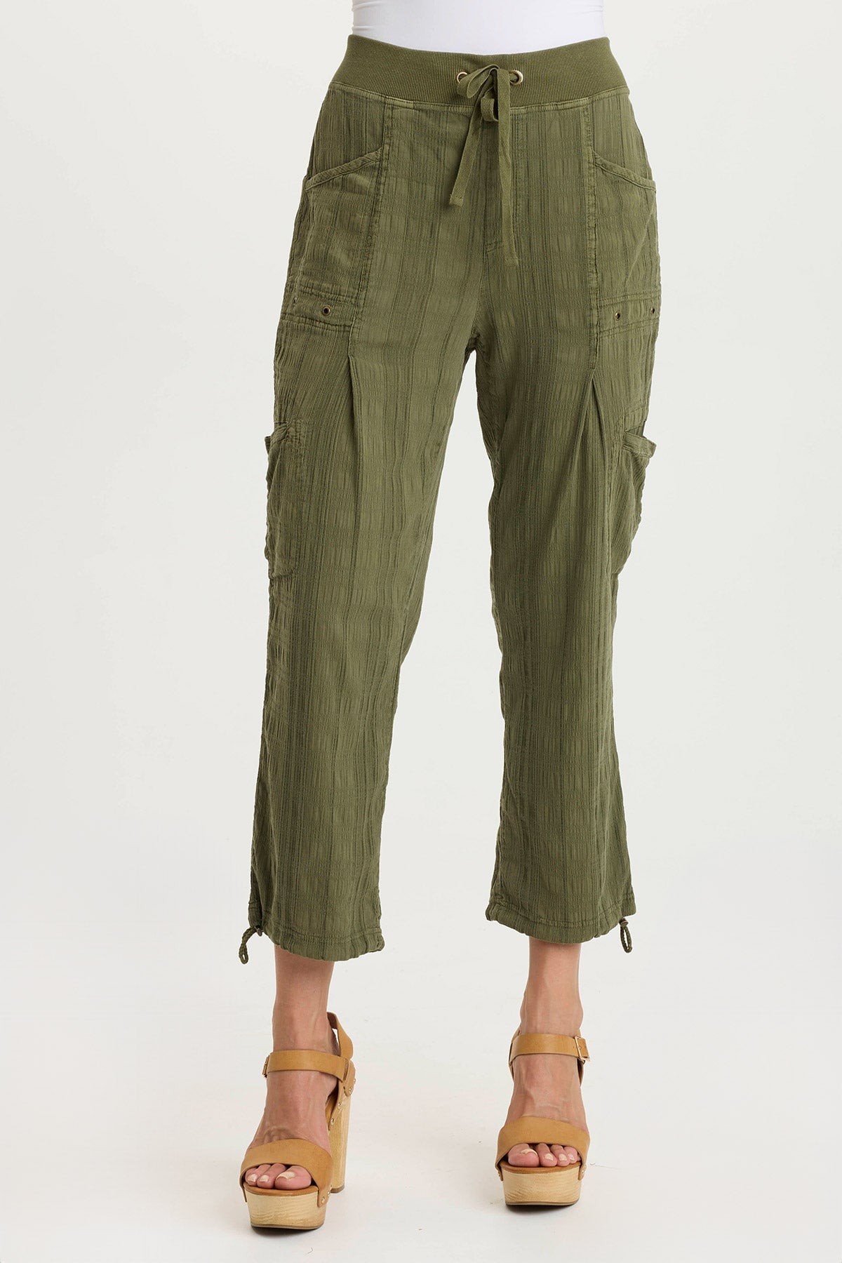 Ryle Women's Textured Gauze Cargo Crop Pants - Stylish Casual Summer High Waist Harem Pants for Outdoor, Travel & Streetwear Fashion