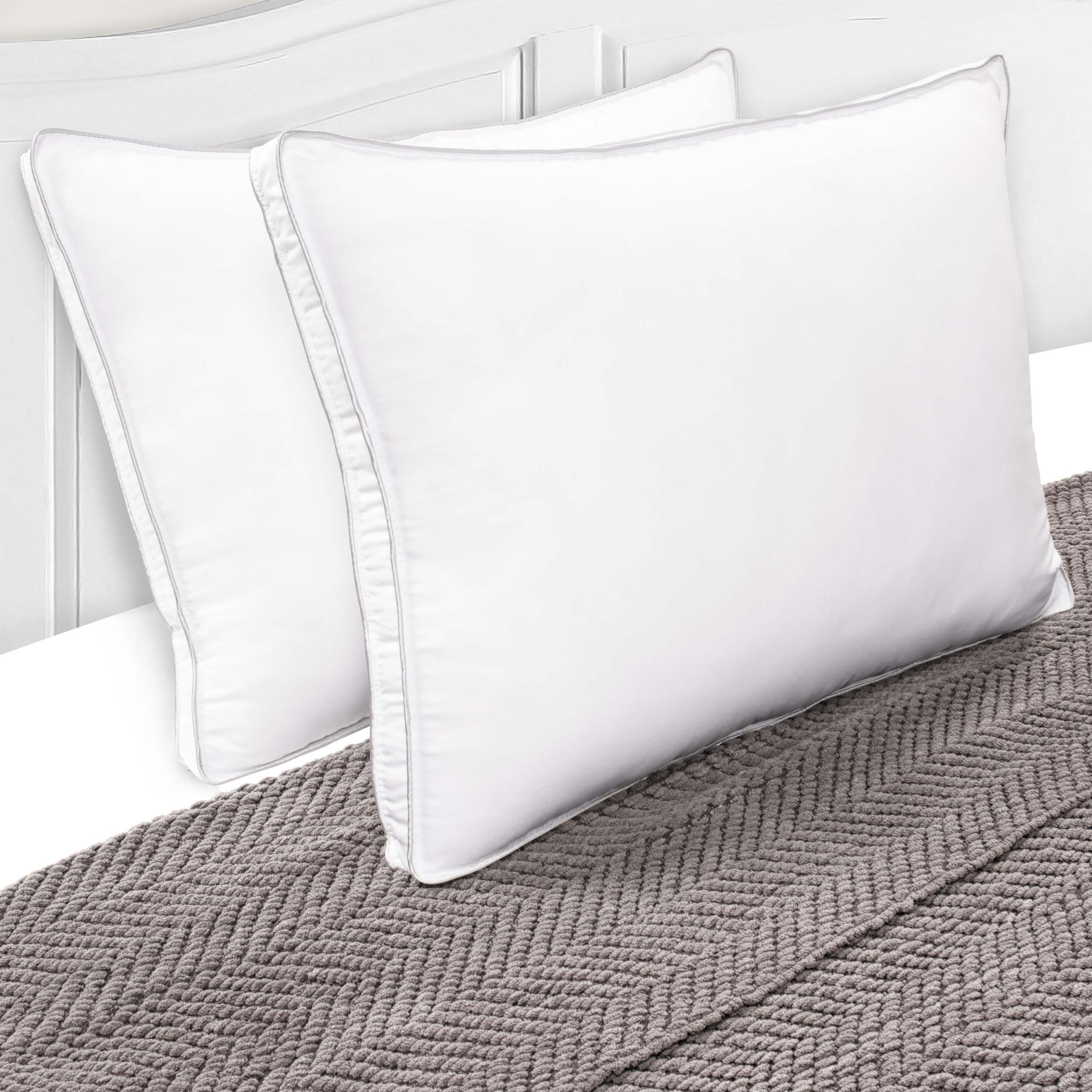 Medium Weight Neck & Back Support Pillow with Solid Gusset - Set of 2 or 4 - Perfect for Travel, Office & Home Comfort