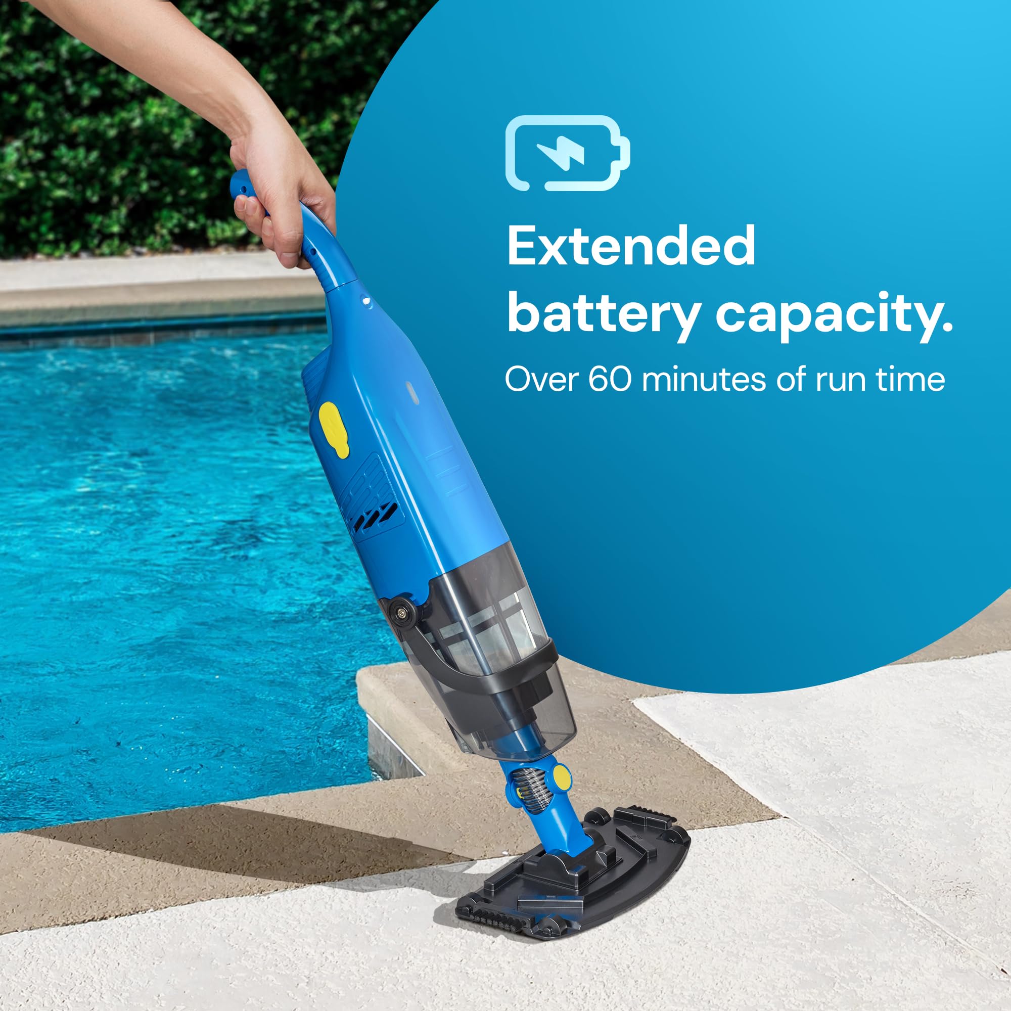 **Rechargeable Cordless Pool Vacuum Cleaner - Powerful Max Motor, 6 Ft Telescopic Pole, Swivel Neck, Long Battery Life for Inground & Above Ground Pools - Ideal for Quick Cleaning & Maintenance**