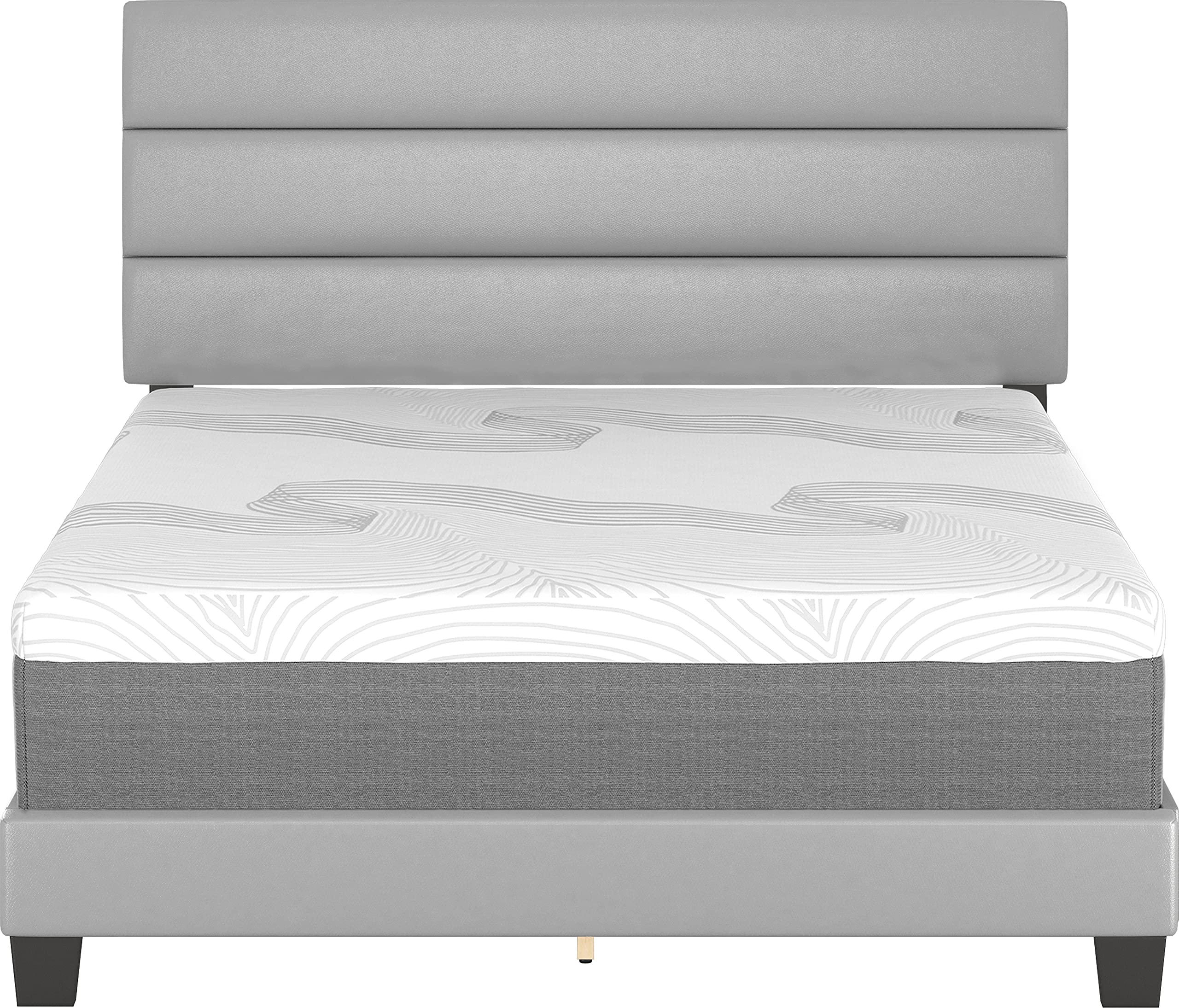 Boyd Sleep Piedmont Gray Vegan Leather Queen Size Platform Bed Frame with Adjustable Headboard - No Box Spring Needed, Easy Assembly, Quiet & Sturdy Mattress Support for Modern Bedroom | Perfect for Master Bedrooms, Guest Rooms & Small Apartments