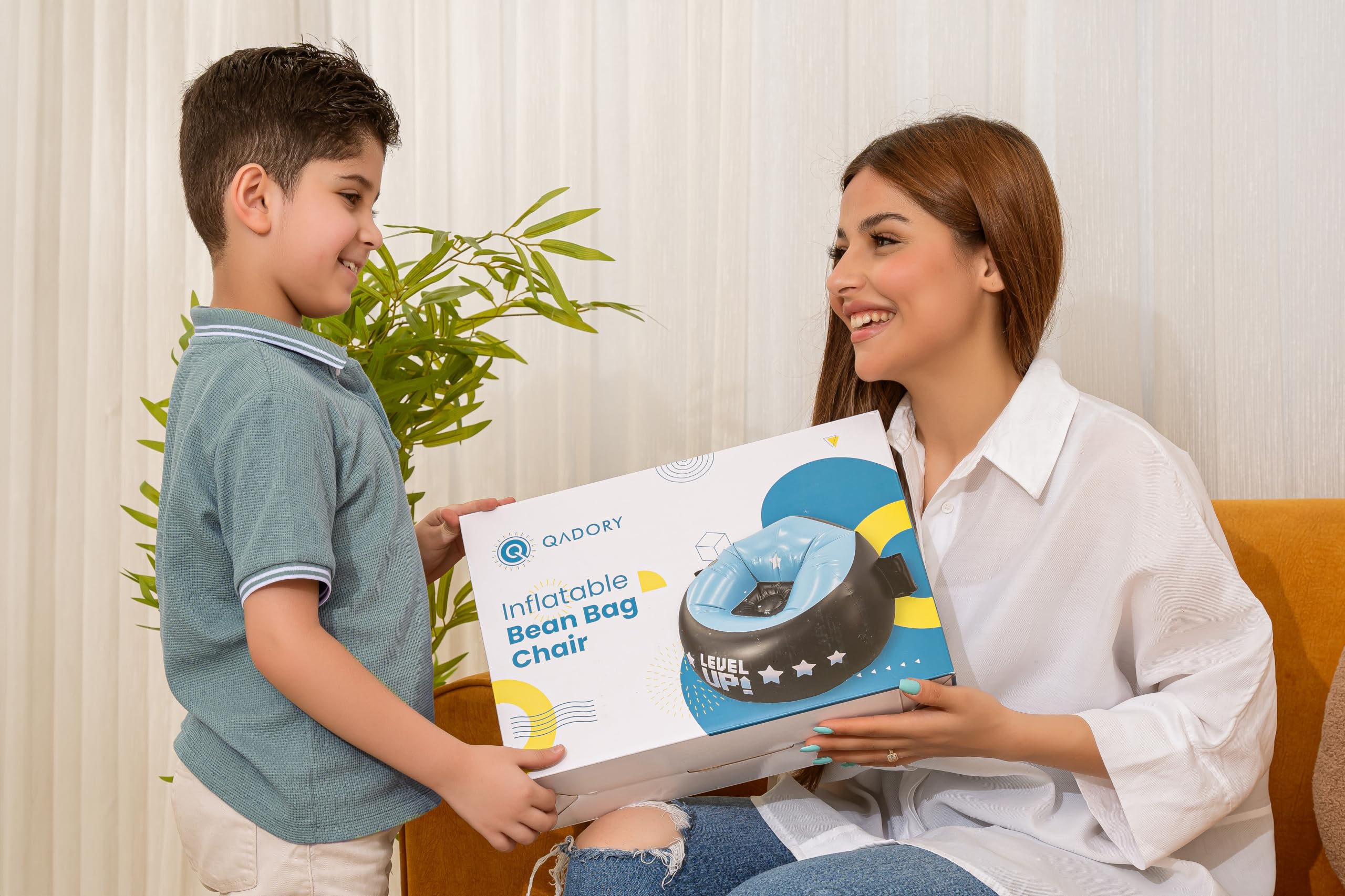 Inflatable Gaming Chair for Kids with Air Pump - 2-in-1 Bean Bag Chair for Boys & Girls Ages 8-12 - Portable Video Game Chair for Bedroom, Living Room & Outdoor Play