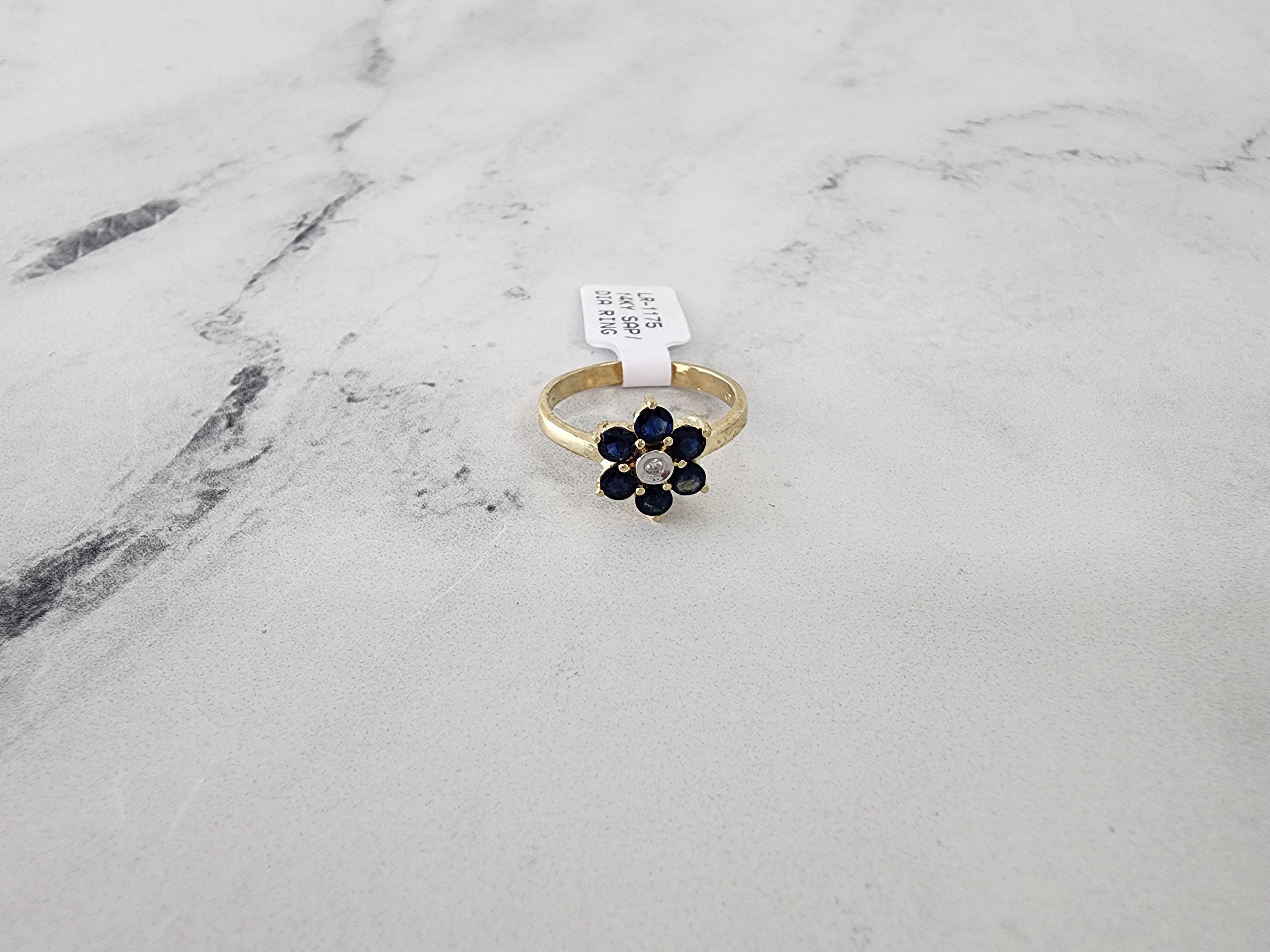 14K Yellow Gold Sapphire Flower Ring for Women - Elegant Floral Jewelry Gift for Birthday, Anniversary & Special Occasions