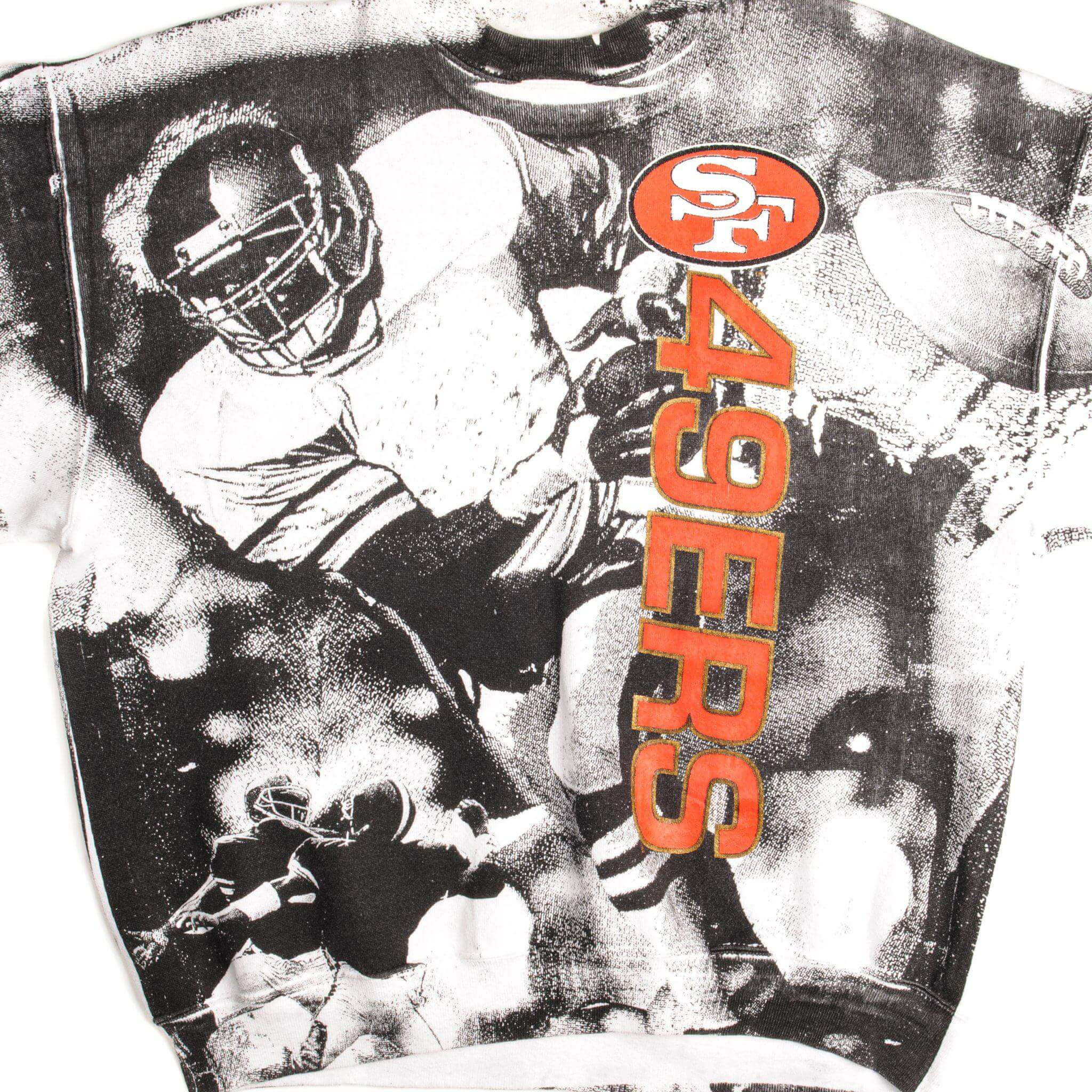 Vintage NFL San Francisco 49ers All Over Print Sweatshirt XL - Retro 1990s American Made Football Hoodie for Fans, Collectors & Vintage Sports Apparel Lovers - Perfect for Game Day, Tailgating & 90s Throwback Fashion