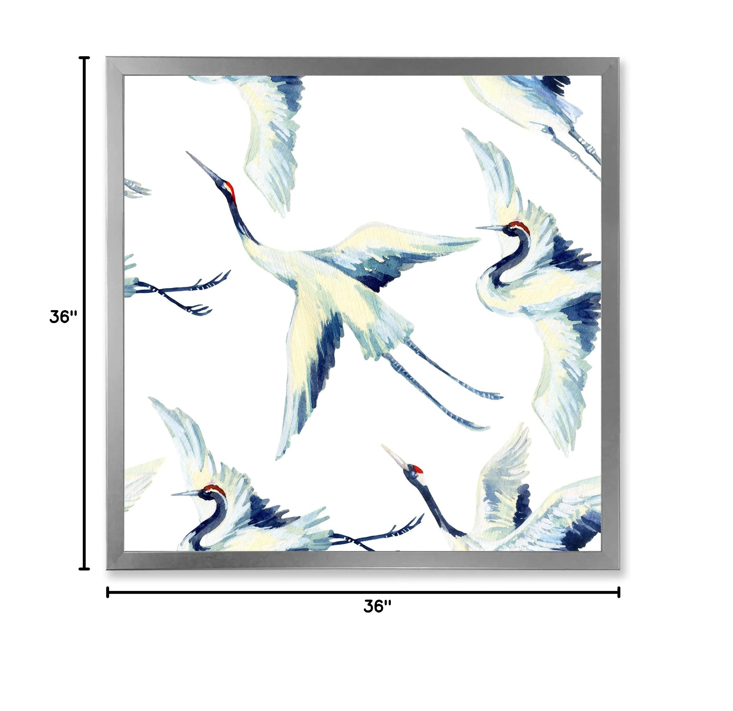 Asian Crane Bird Traditional Framed Wall Art - Handmade Home Decor for Living Room, Bedroom & Office | Feng Shui Inspired Painting