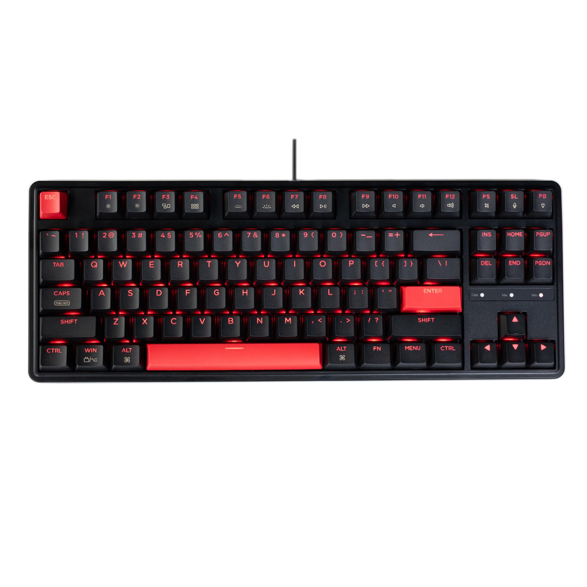 Keychron C3 Pro QMK/VIA Programmable 87-Key TKL Mechanical Gaming Keyboard - Gasket Mount, Red LED Backlight, Red Switches for Mac/Windows/Linux - Perfect for Esports, Coding & Office Work