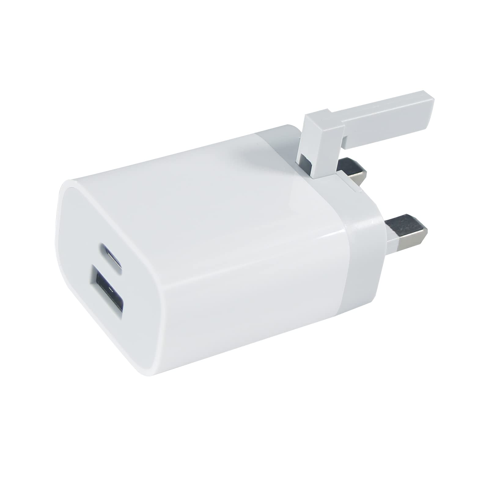 18W USB C Fast Charger with PD & QC 3.0 - Dual Port UK Wall Adapter & USB Cable - Compatible with iPhone, Samsung, iPad, Smartwatch - Perfect for Home, Office & Travel Charging