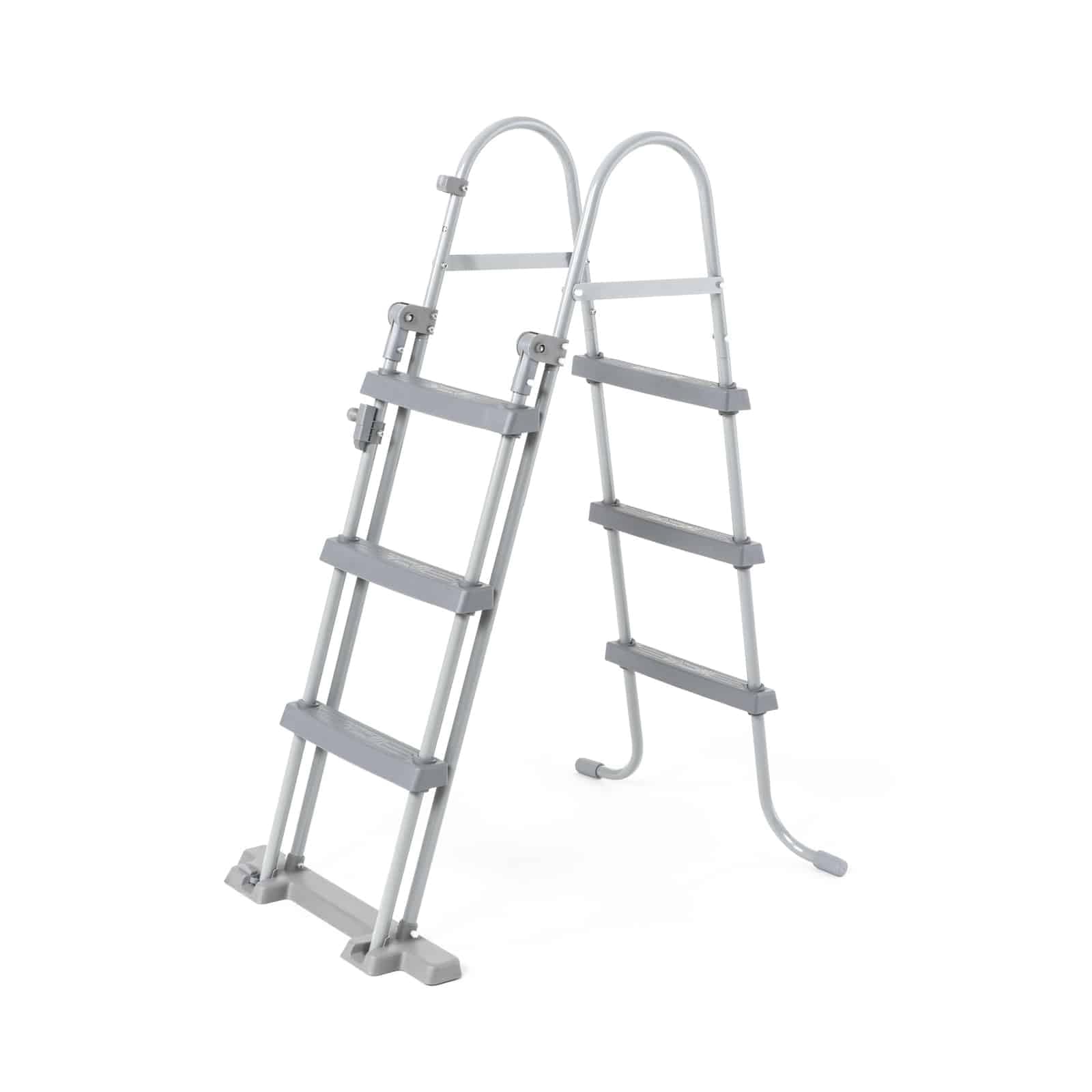 Bestway BW58330-21 Flowclear 42’’ Grey Metal Above Ground Pool Ladder, 107 cm - Durable and Safe for Family Swimming Pools