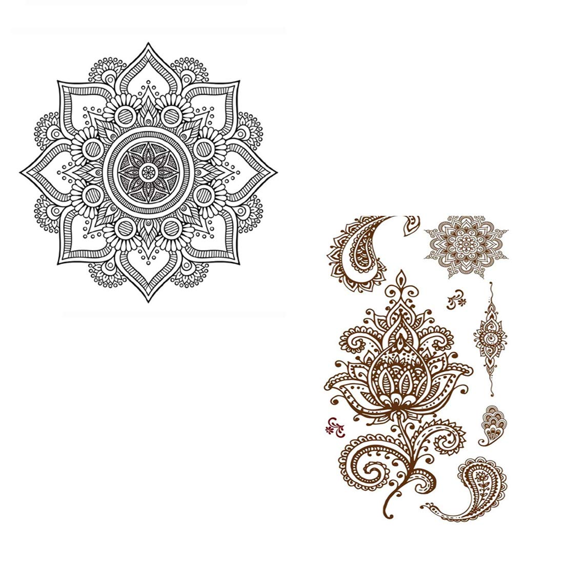 Mandala Coloring Combo - Mehndi & Indian Temporary Tattoos for Men & Women | DIY Body Art for Festivals, Parties & Spiritual Events