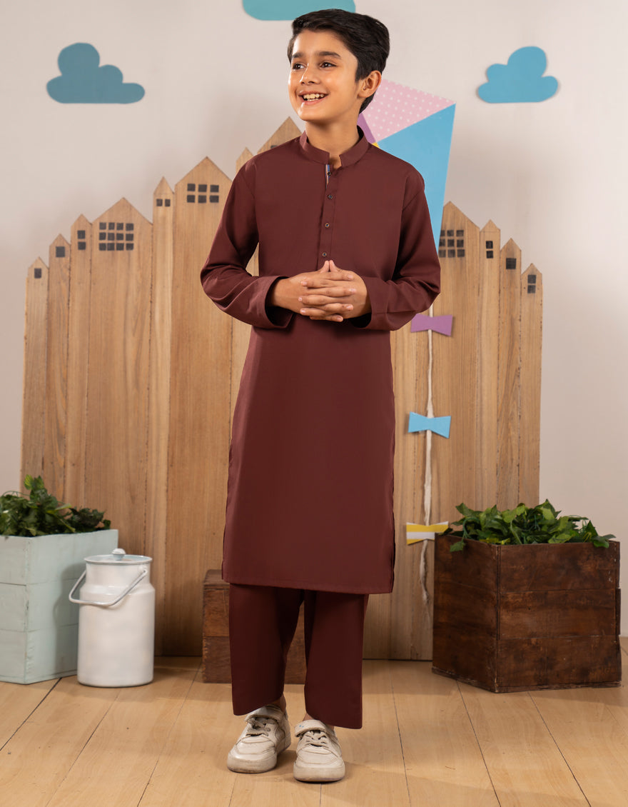 Stylish Blended Rust Shalwar Kameez by J. Junaid Jamshed - Premium Pakistani Traditional Outfit for Women - Perfect for Weddings, Festivals & Special Occasions