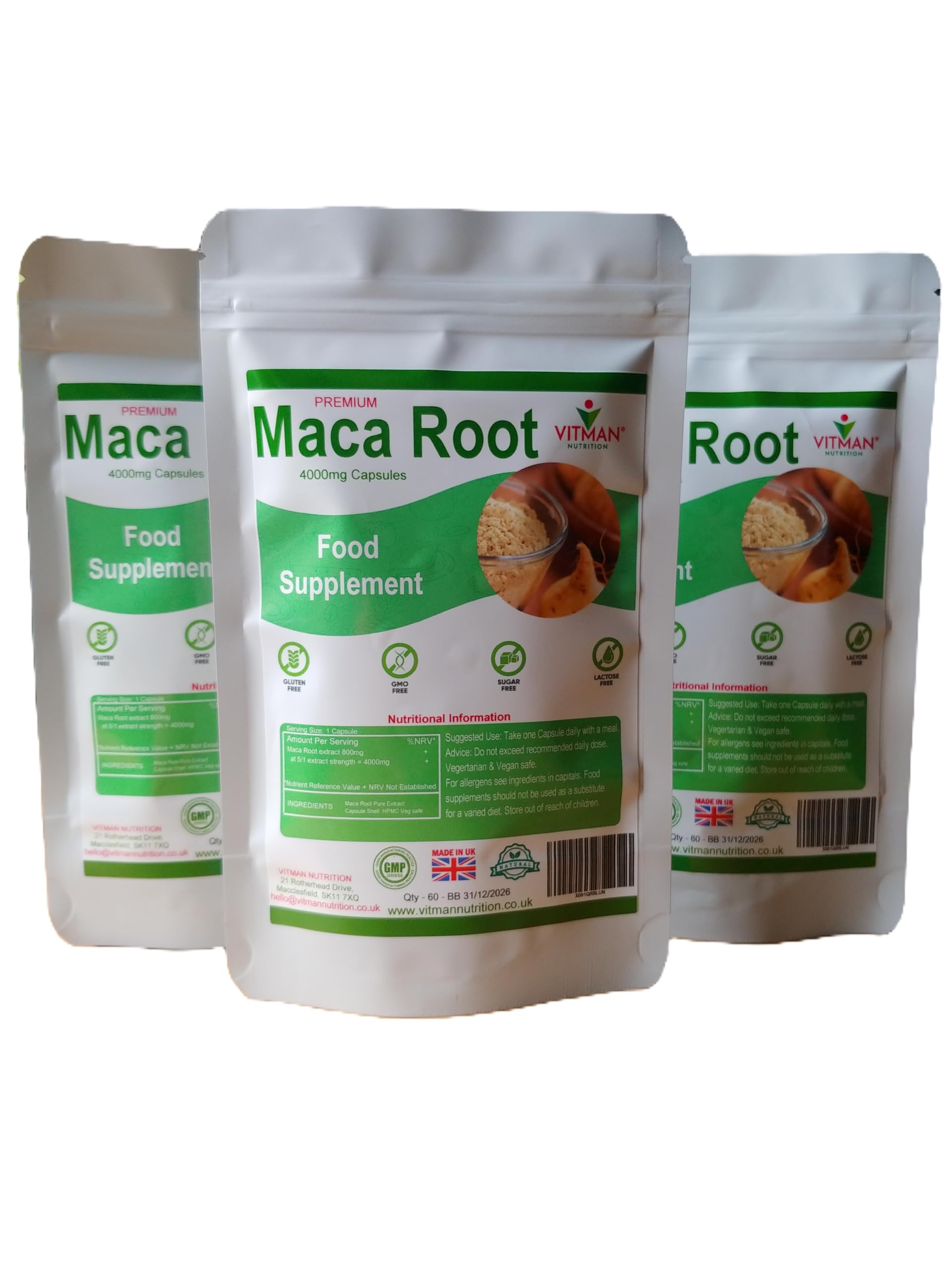 Organic Maca Root 4000mg - 60 Vegan Capsules - 2 Month Supply - High Strength Peruvian Maca Powder for Energy, Libido & Hormone Balance - Made in UK - Perfect for Daily Wellness & Fitness Routines