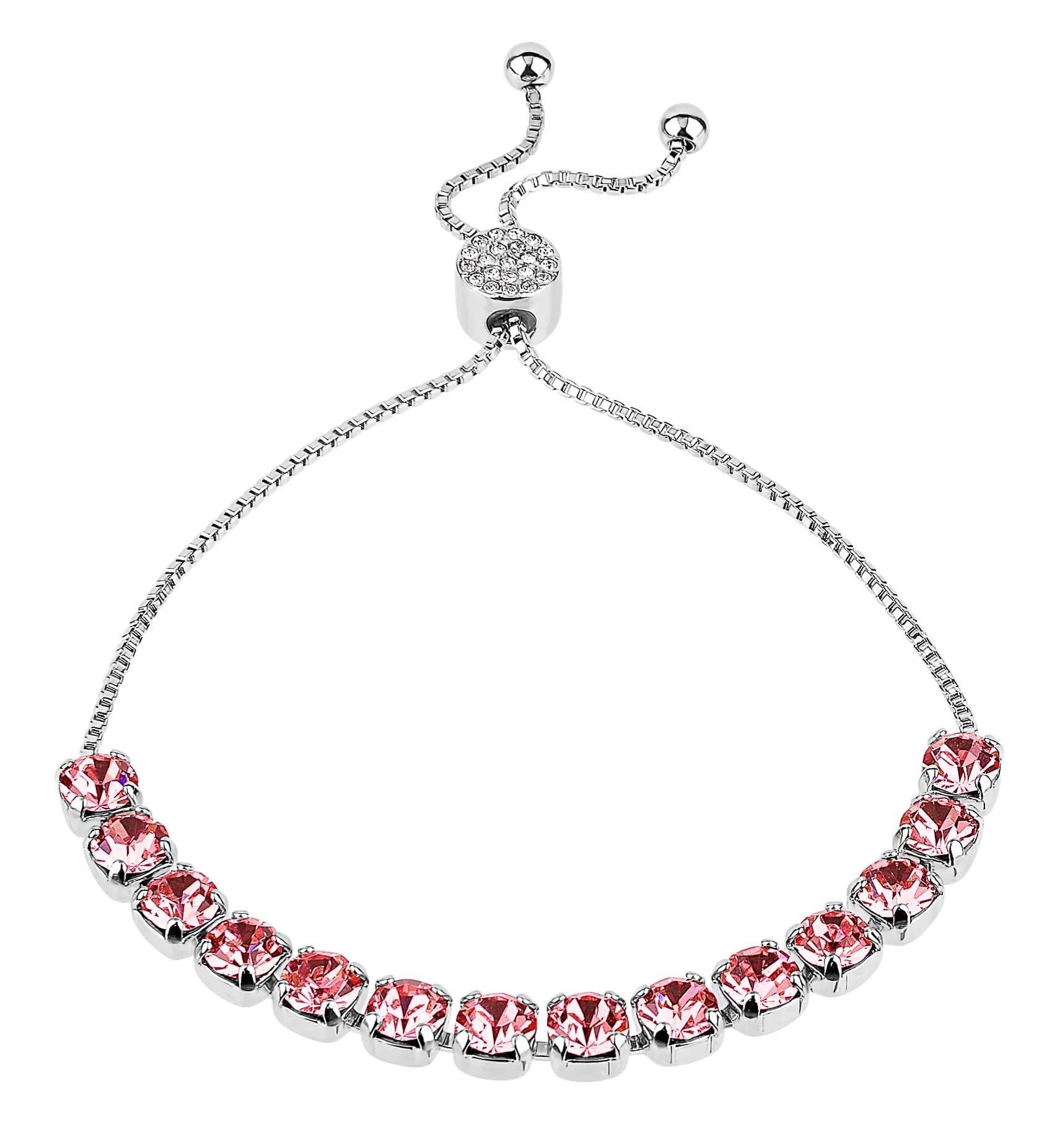 INSPIRED VOICES Adjustable Slider Tennis Bracelet for Women - Rhinestone Lariat Bracelet in Blue, Pink, Purple | Perfect for Casual Wear, Office Accessories & Special Occasions