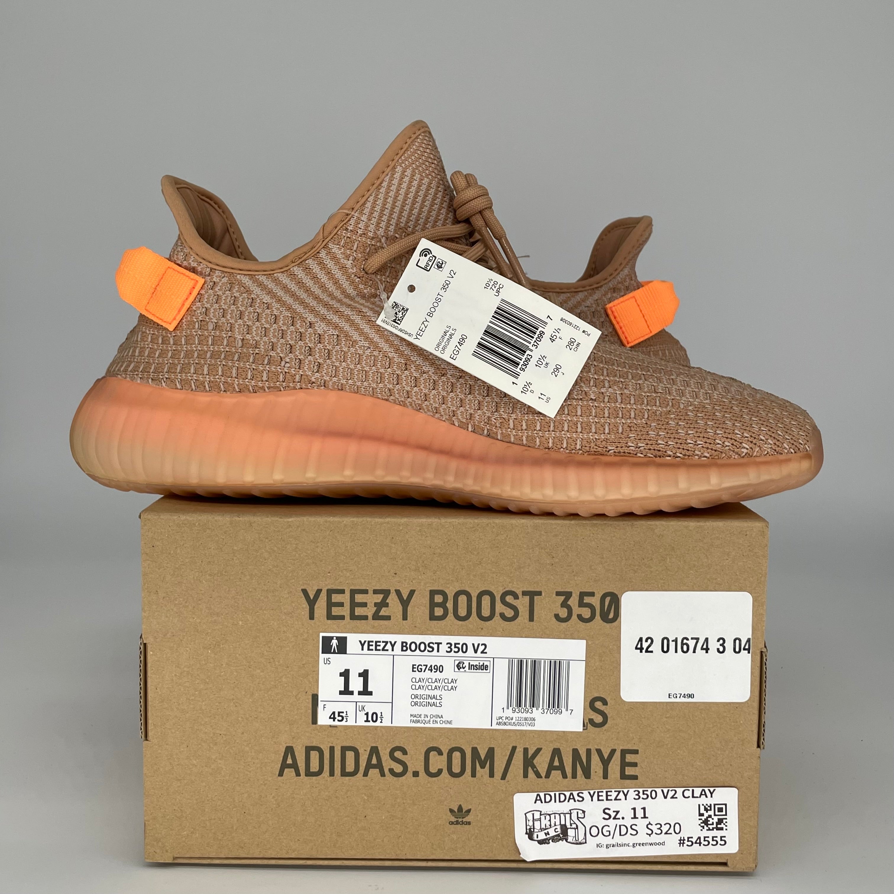 Adidas Yeezy Boost 350 V2 Clay - Men's Size 11 Sneakers (EG7490) | Comfortable Running Shoes for Gym, Casual Wear & Street Style
