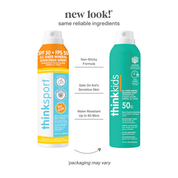 Thinksport Kids SPF 50 Mineral Sunscreen Spray - 6oz (177ml) | Non-Toxic, Reef-Safe & Water-Resistant Sun Protection for Children | Perfect for Beach, Pool & Outdoor Activities