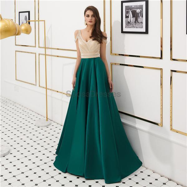 Emerald Green Beaded Off Shoulder Prom Dress for Evening Party & Formal Events - Elegant Long Gown for Homecoming, Prom Night, and Special Occasions