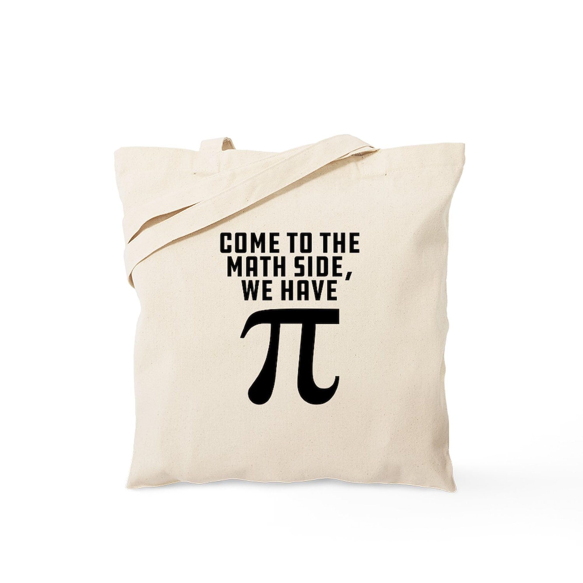 Come To The Math Side We Have Pi Tote Bag - Natural Canvas Reusable Shopping Bag for Groceries, Books & School Supplies | Funny Math Teacher Gift for Students & Nerds
