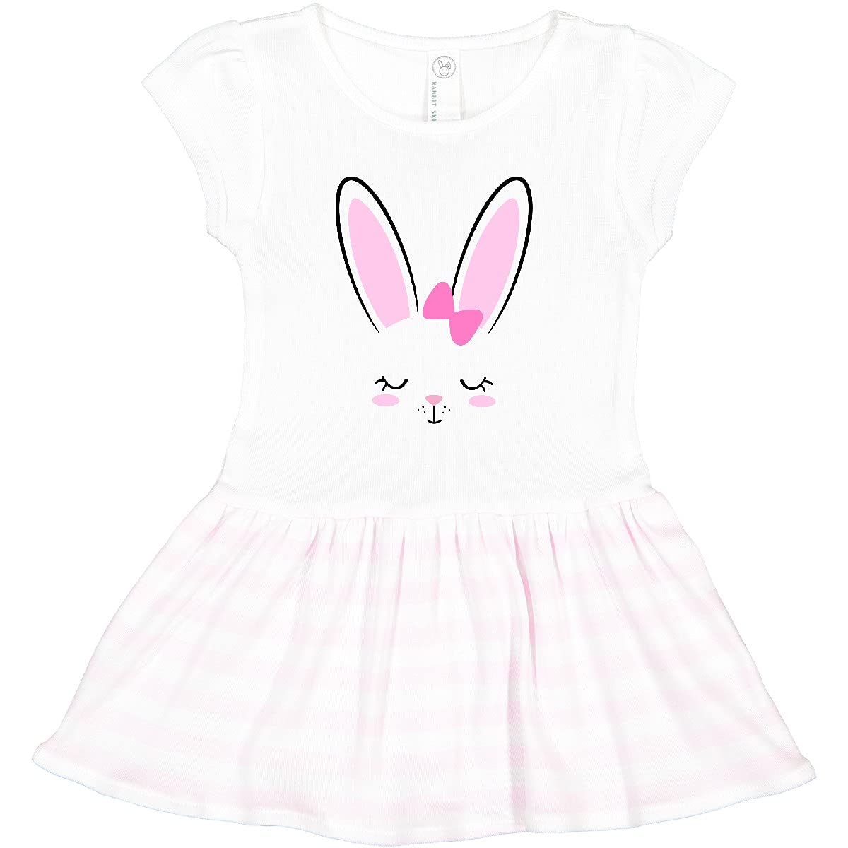 Inktastic Easter Bunny Girl Face Toddler Dress - Cute Easter Outfit for Baby Girls, Soft Cotton Toddler Dress for Spring & Easter Celebrations, Church, Family Photos & Egg Hunts