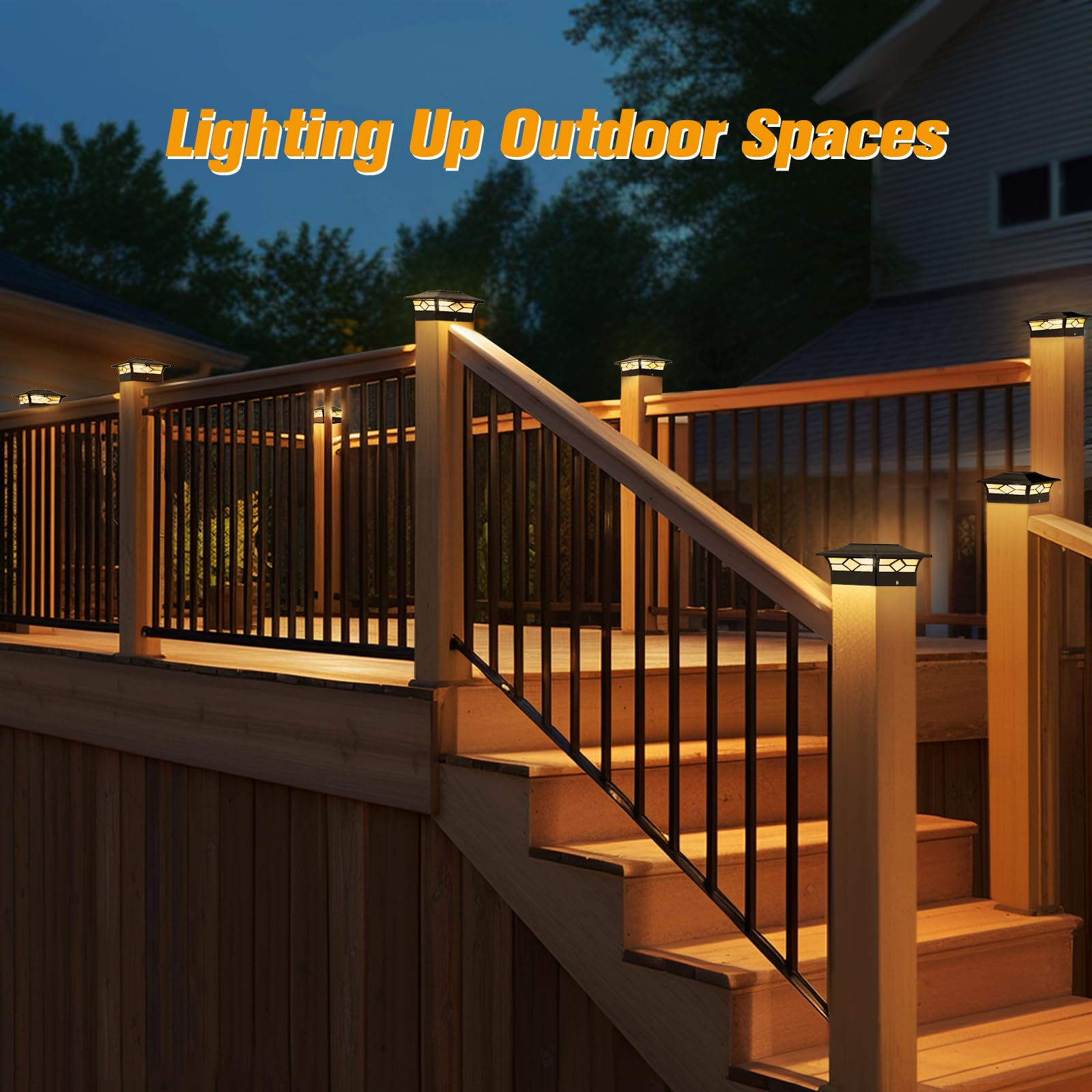 12 Pack Solar Post Cap Lights Outdoor - Waterproof Solar Powered Deck & Fence Lights for 4x4 Wood/Vinyl Posts - Cool & Warm White LED Outdoor Lighting for Garden, Patio, Porch, Walkway & Yard Decor