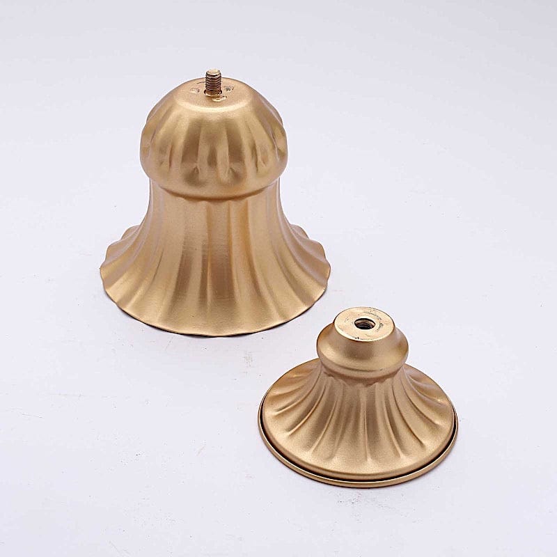2 Pack Gold Trumpet Style Mini Compote Vases - Elegant Flower Pots for Centerpieces, Wedding Decor & Home Tabletop Decorations