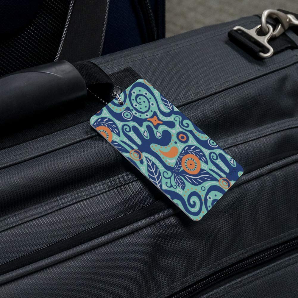 Blue Vines and Leaves Pattern Luggage Tag - Durable Suitcase ID Card for Carry-On Bags | Perfect for Travel Identification & Baggage Tracking