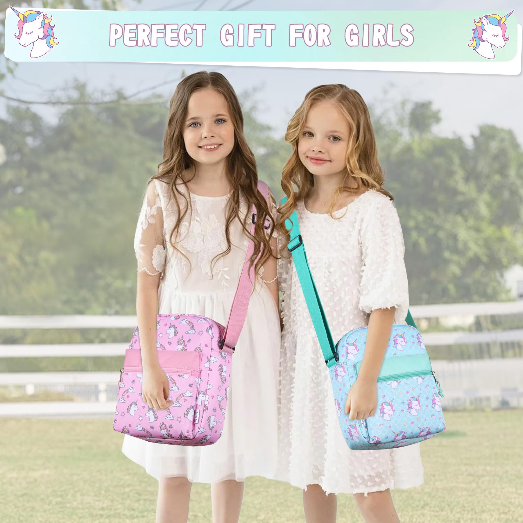 **ChaseChic Unicorn Crossbody Bag for Girls - Cute Waterproof Shoulder Purse with Bottle Holder, Book & Snack Pocket - Perfect for School, Travel & Everyday Use**