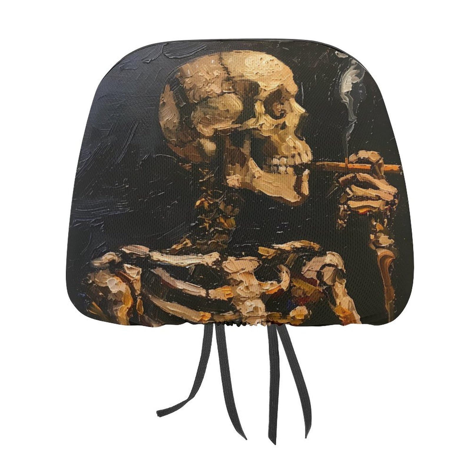 Universal Skull Skeleton Soft Car Headrest Covers - Comfortable & Stylish Interior Decor Accessories for Men and Women - Perfect for Halloween, Gothic Style, and Car Enthusiasts