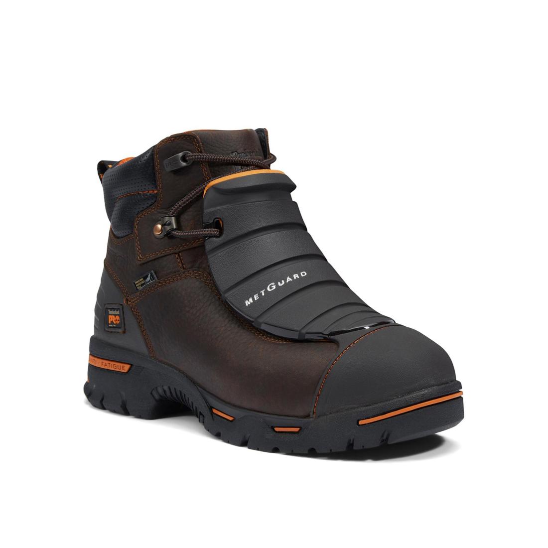 Endurance 6 Inch Steel Toe PR Met Guard Work Boots for Men - Brown Safety Shoes for Construction, Warehouse & Industrial Work