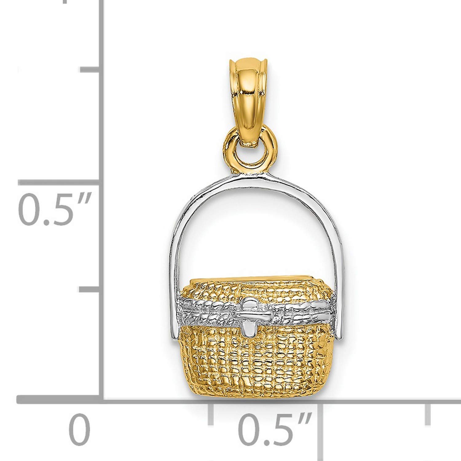 14k Yellow Two Tone Gold Nantucket Basket Charm - 13mm x 10mm Handmade Jewelry for Bracelets, Necklaces & DIY Crafting