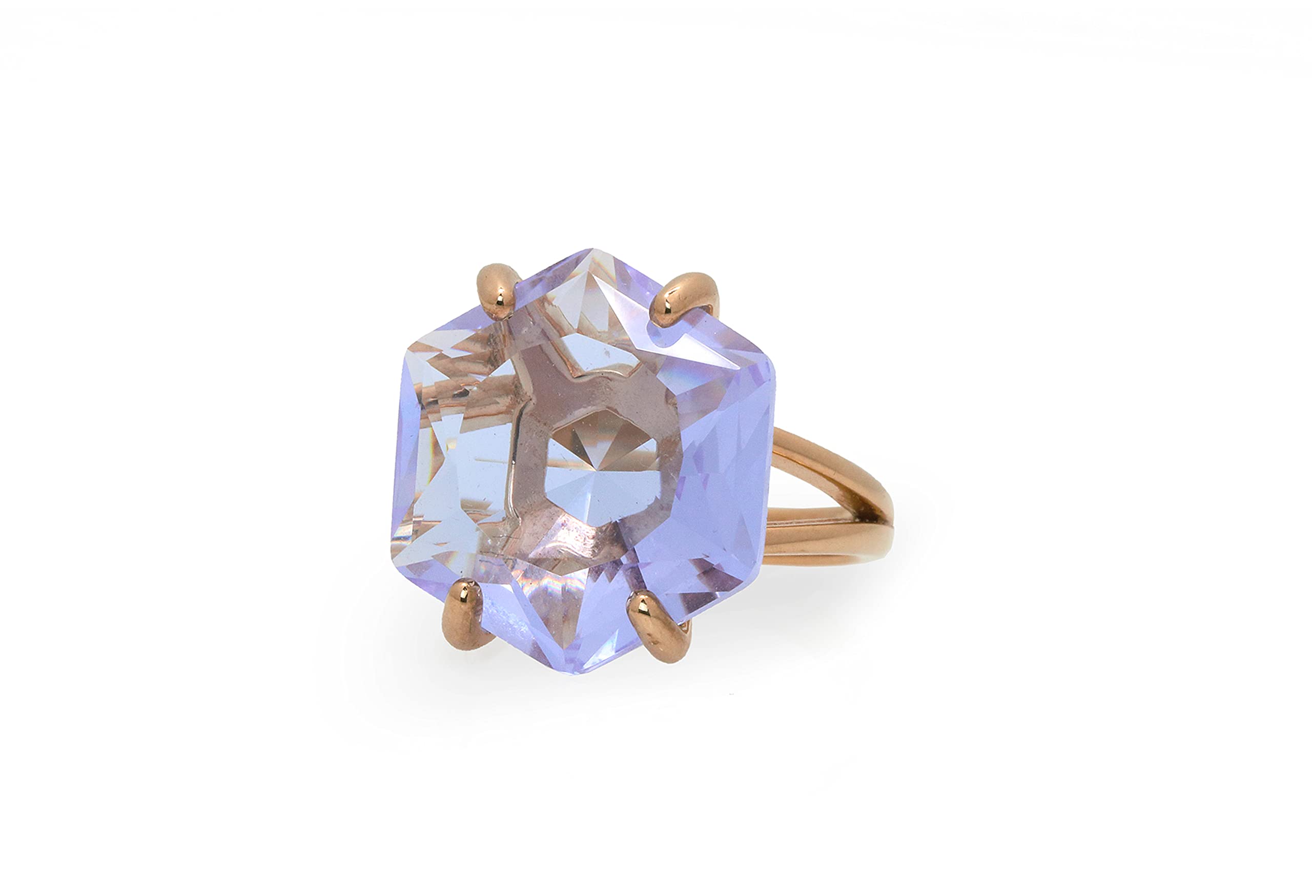 Exquisite Hexagon Tanzanite Ring for Women | Elegant Blue Gemstone Jewelry | Customizable Size & Material | Perfect for Weddings, Parties & Special Occasions | Unique Statement Cocktail Ring Gift