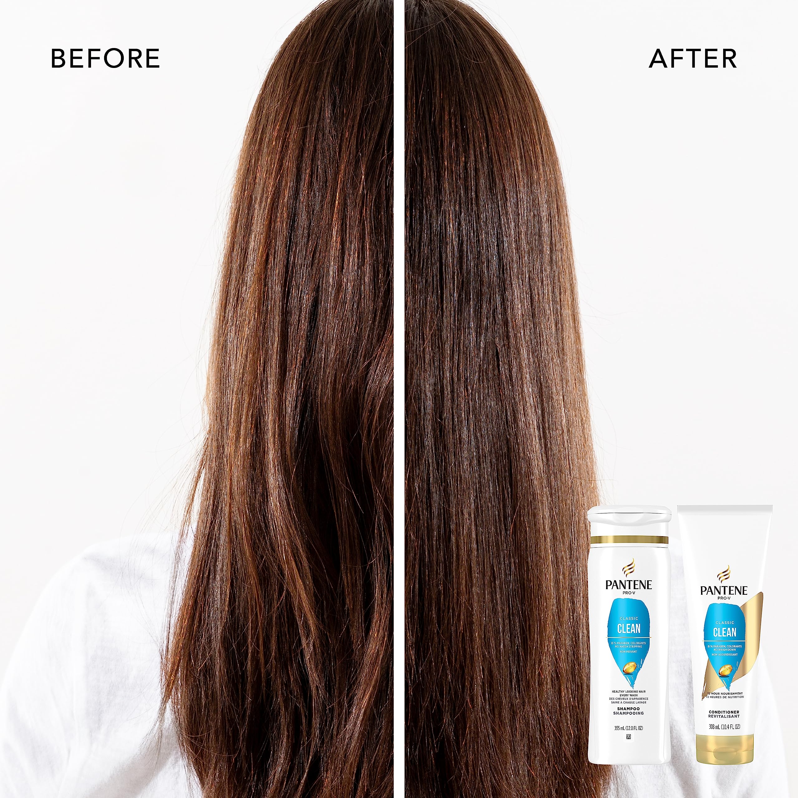 Pantene PRO-V Classic Clean 2in1 Shampoo + Conditioner, 17.9oz/530mL - Daily Hair Care for Smooth & Shiny Hair - Perfect for Home & Travel Use