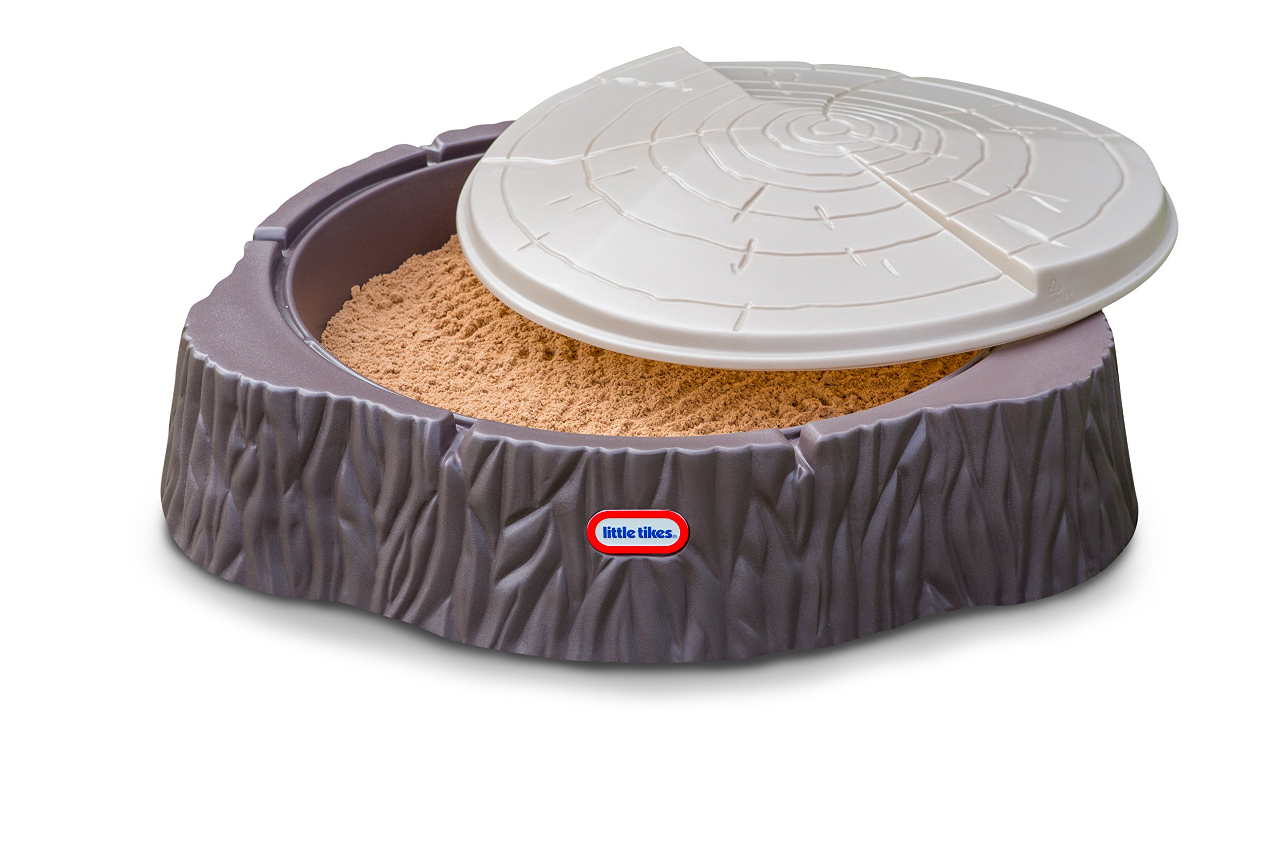 Little Tikes Woodland Sandbox - Tree Trunk Design with Large Play Area, 3 Seats & Cover - Outdoor Sandbox for Kids 24+ Months - Perfect for Backyard, Playground & Daycare Fun