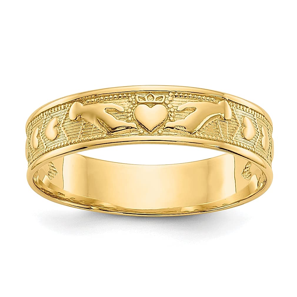 14K Yellow Gold Irish Claddagh Celtic Knot Wedding Ring Band - Size 8.50 - Fine Jewelry for Women - Anniversary, Engagement & Promise Ring - Perfect Gift for Her, Wife & Girlfriend - Elegant Celtic Jewelry for Weddings, Valentine's Day & Special Occasions