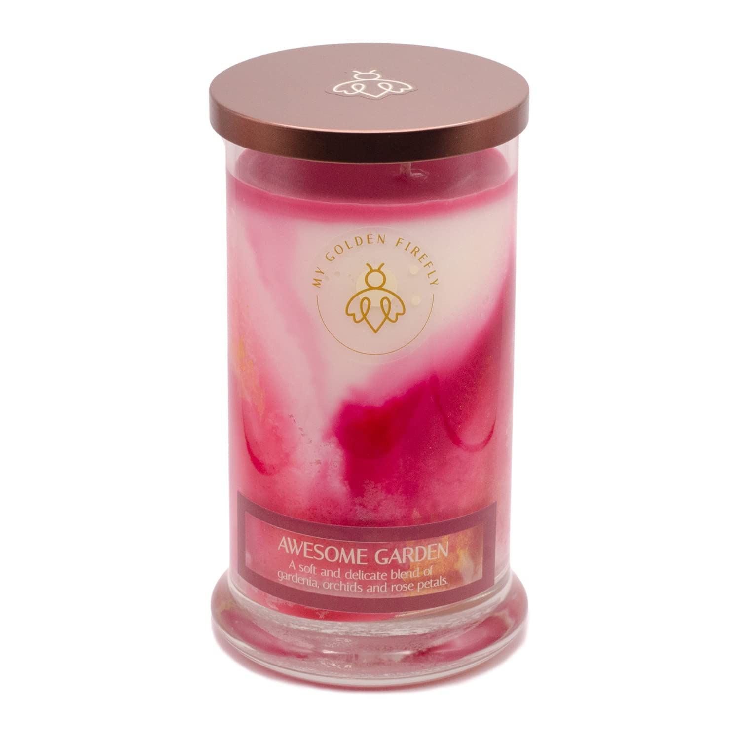 My Golden Firefly Scented Candle - 16oz Large Soy Wax Candle with Gardenia, Orchid & Floral Notes | 70+ Hour Burn Time | All-Natural Home & Spa Relaxation Candle | Perfect for Meditation, Romantic Dinners & Bathroom Decor