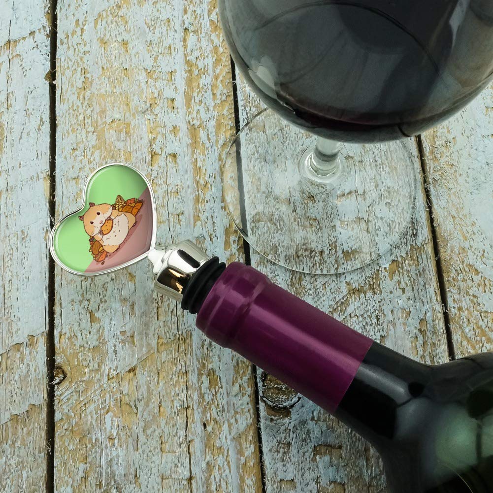 Cute Hamster Eating Food Heart-Shaped Wine Bottle Stopper - Perfect for Wine Lovers, Gifts & Home Decor