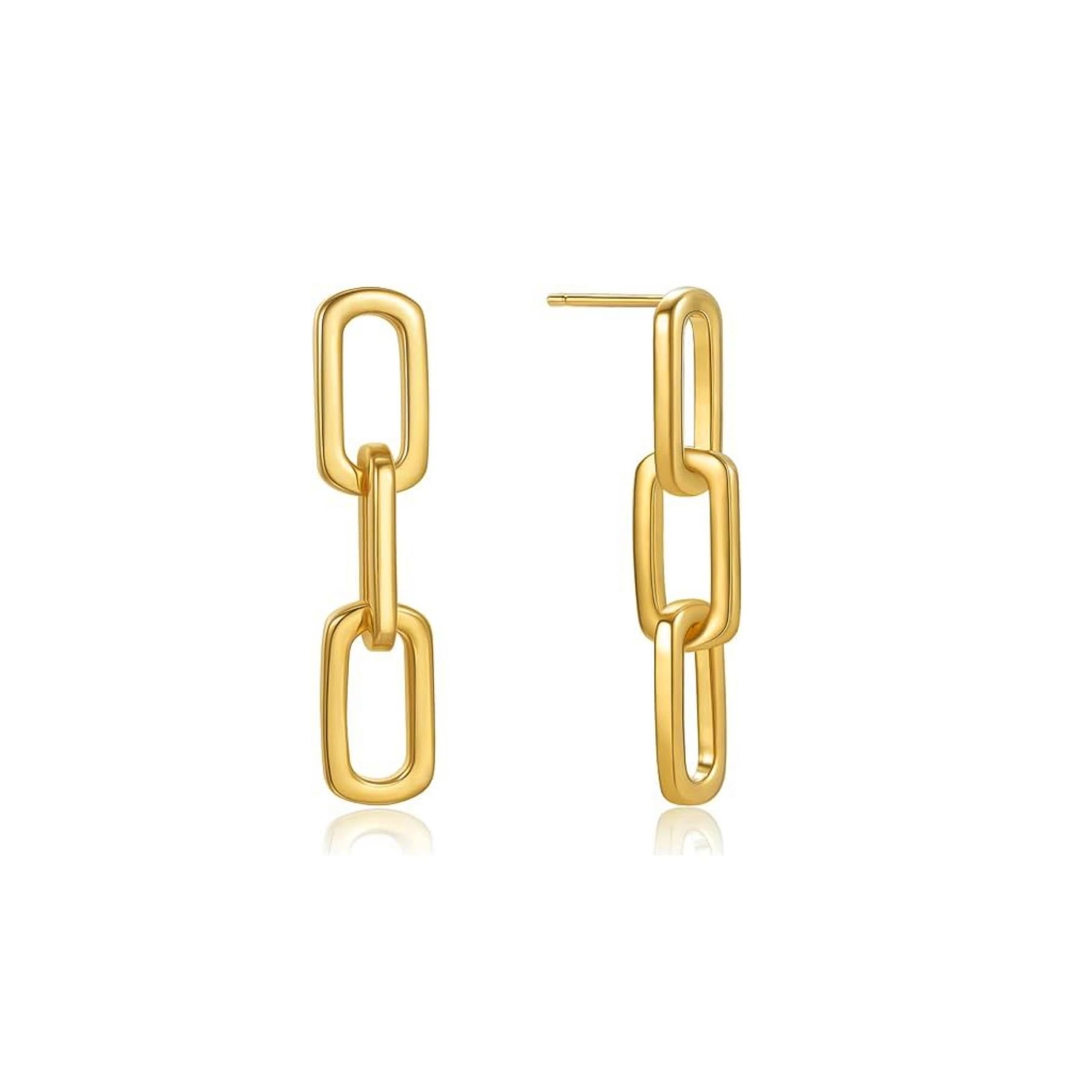 925 Sterling Silver Gold Chain Earrings - Paperclip Drop Dangle Earrings for Women | Trendy Link Design | Perfect Gift for Birthday, Anniversary & Everyday Wear