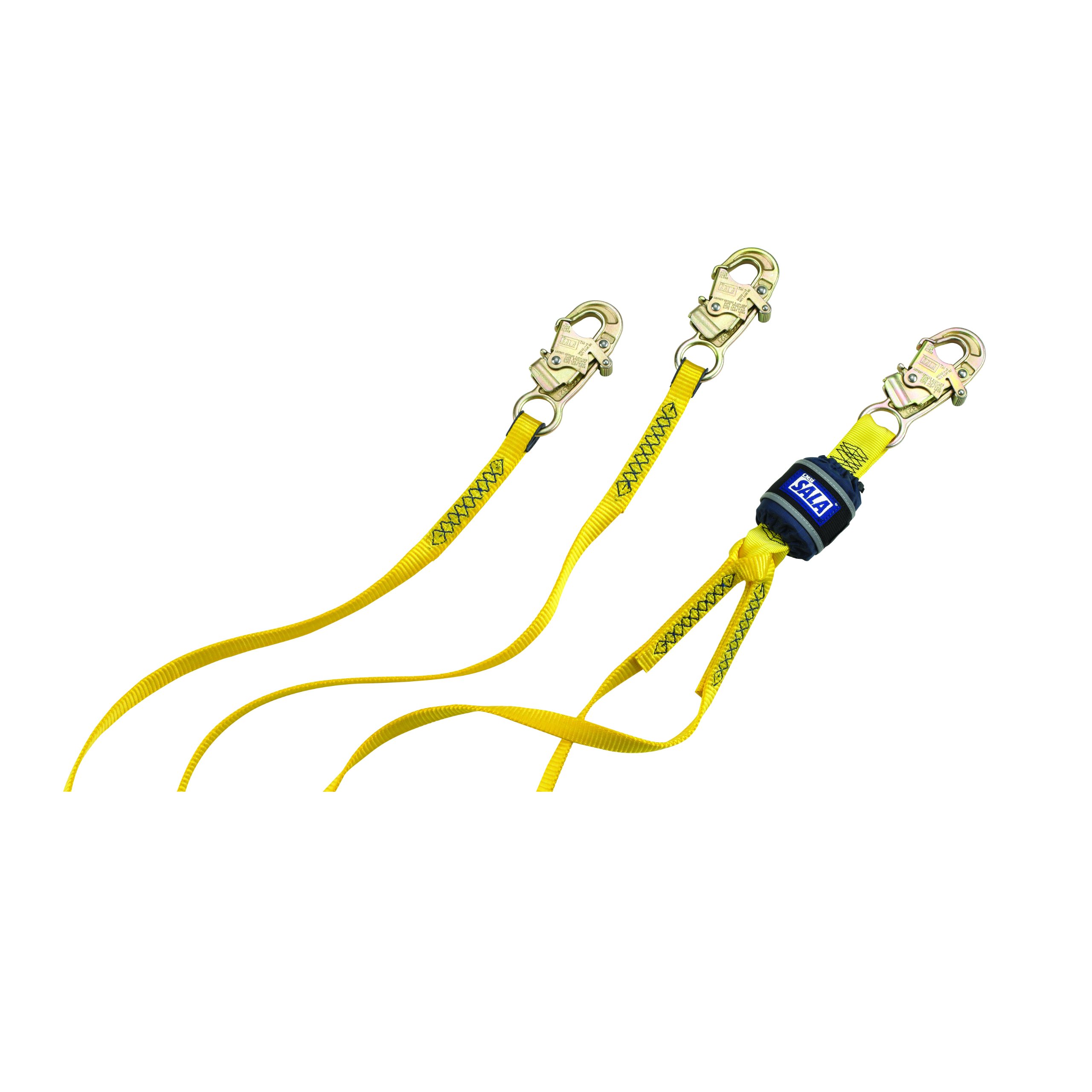 3M DBI-SALA 6-Foot EZ-Stop 34-Inch Polyester Twin-Leg Shock Absorbing Lanyard with Self-Locking Snap Hooks - 100% Tie-Off Fall Protection for Construction, Roofing & Industrial Safety Work