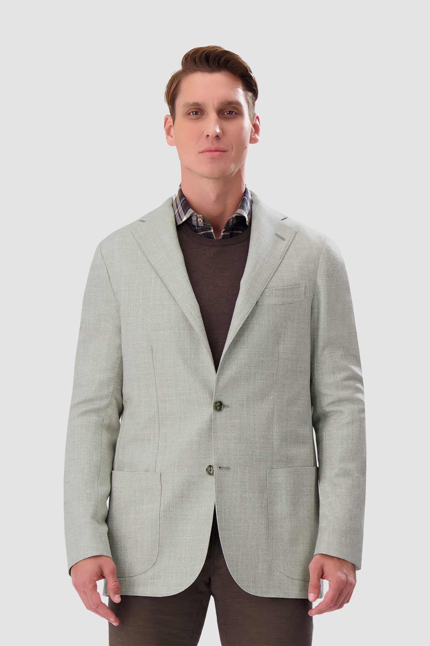 Barba Napoli Light Grey Long 2B Blazer for Men | Premium Wool Business Suit Jacket | Formal Office Wear & Special Occasions