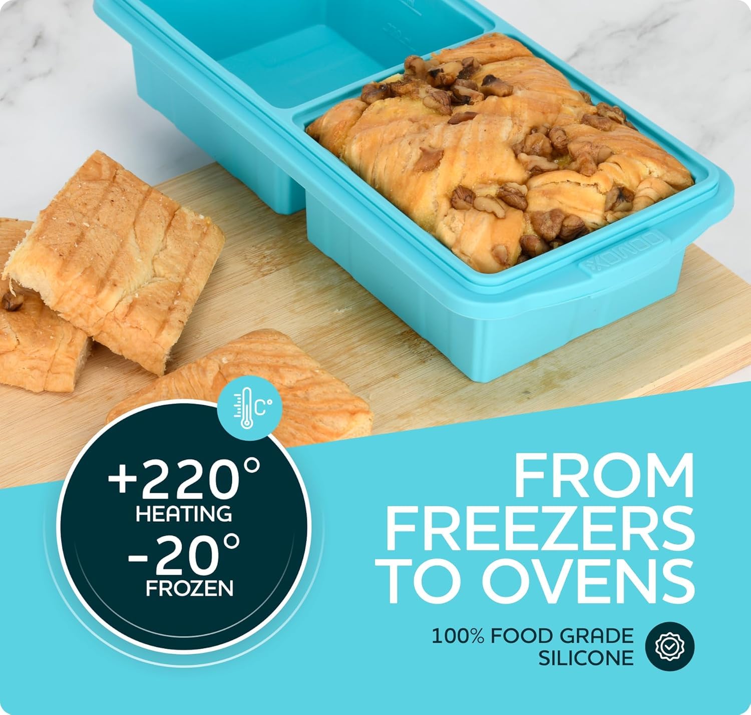 Extra Large Silicone Freezer Tray with Lid - 2-Cup Soup Freezer Container Molds (2-Pack) - Makes 4 Perfect 500ml Portion Cubes for Soup, Stew & Sauce - Oven & Dishwasher Safe - Ideal for Meal Prep, Baby Food Storage & Bulk Cooking