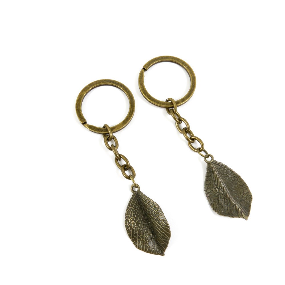 Vintage Bronze Keychain with Leaf Charm - Handmade Jewelry Supplies for DIY Keyrings, Gifts & Accessories (KC0002) | Perfect for Keychains, Backpacks, Zipper Pulls & Craft Projects