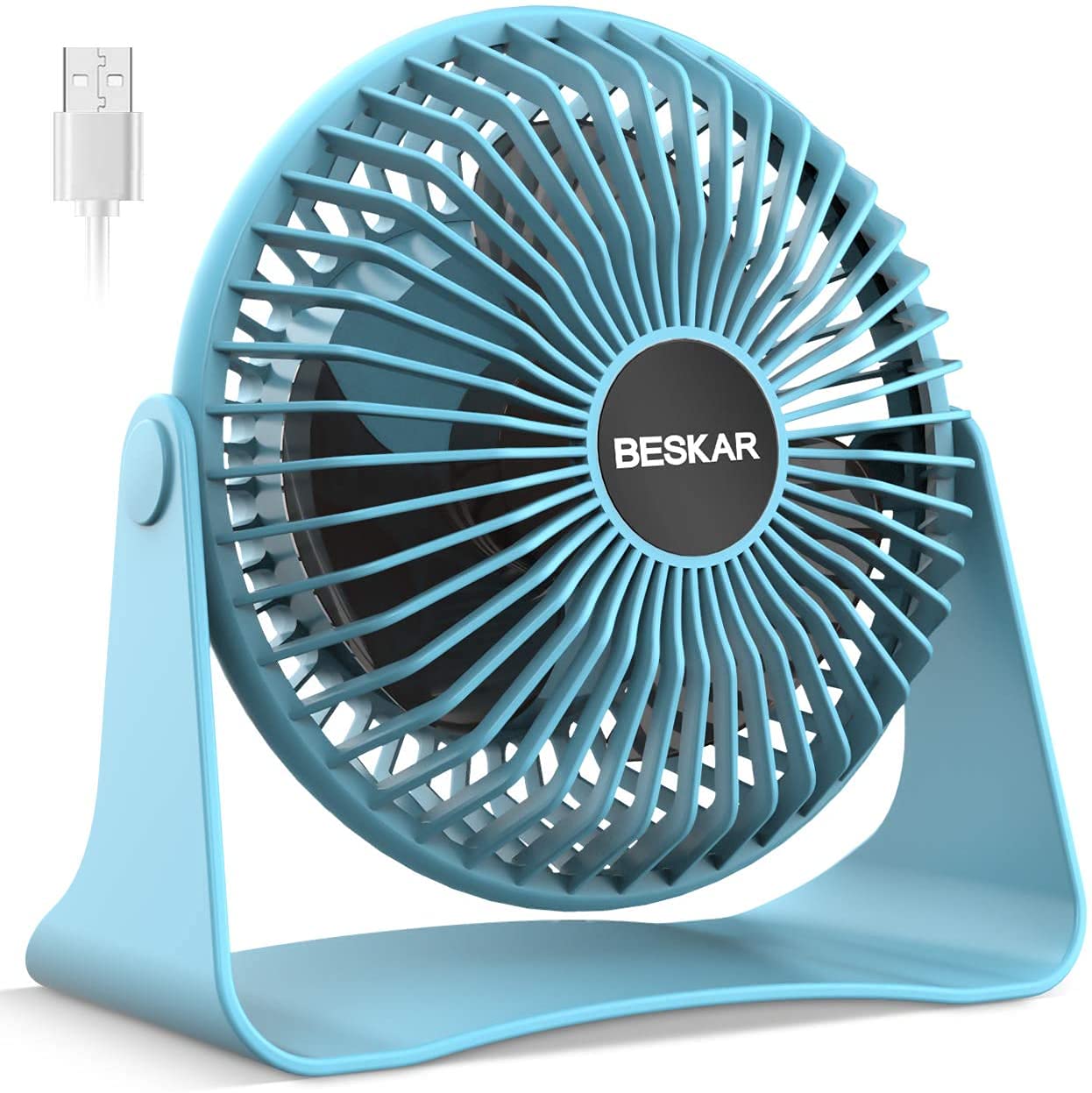 2-Pack Small Desk Fan & Clip-On Fan - Portable Cooling Fan for Home, Office, Dorm - Blue & White - Perfect for Work, Study, and Bedroom Use