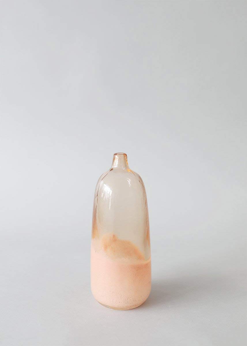 Lola Glass Floral Bud Vase in Ombre Coral - 8 Inch Tall Handmade Decorative Flower Vase for Wedding Centerpieces, Home Decor, and Tabletop Arrangements