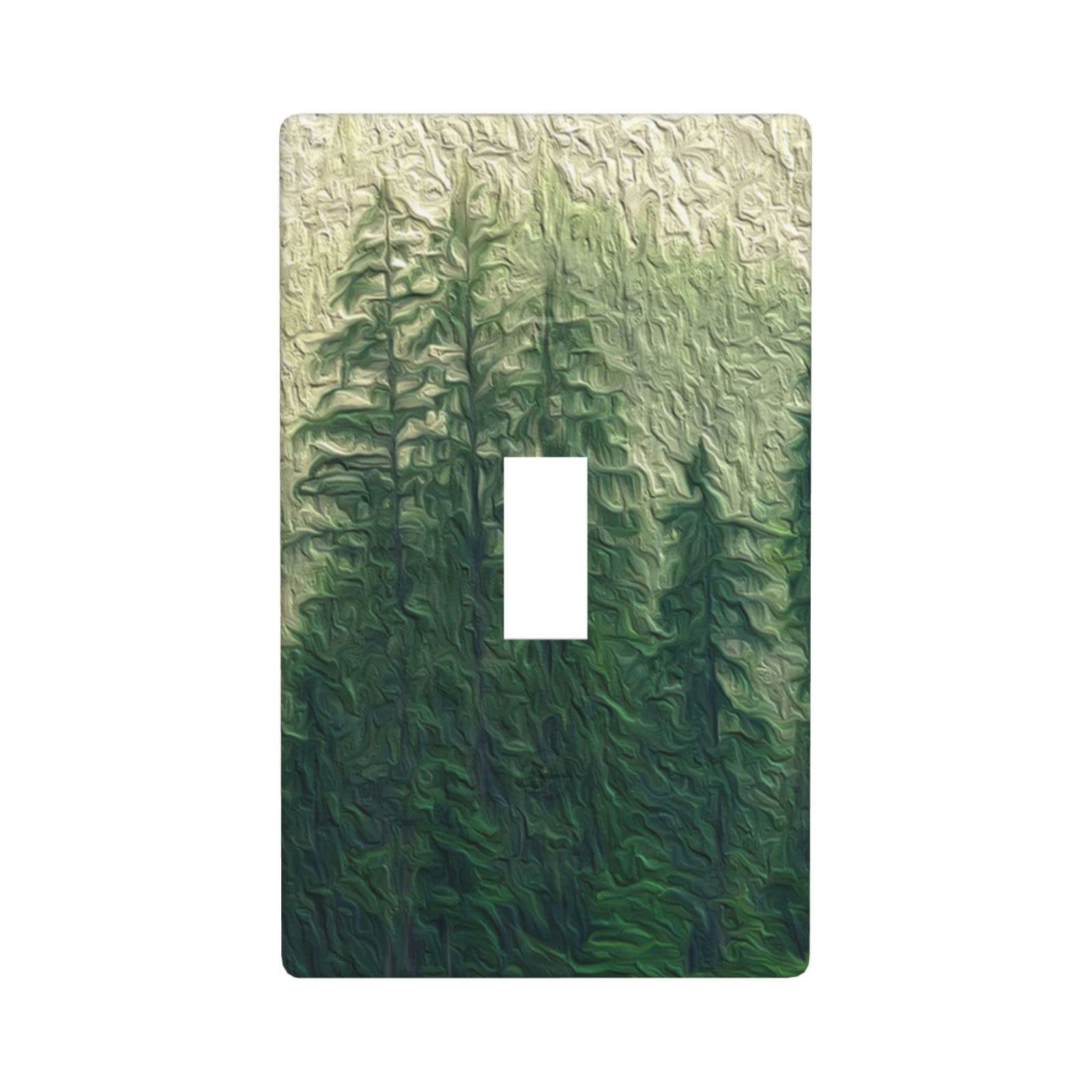 South Feather Light Switch Cover Single Toggle - Pine Tree Forest Decorative Wall Plate Outlet Cover, Modern Standard Size WP131311 - Perfect for Bedroom, Living Room & Cabin Decor