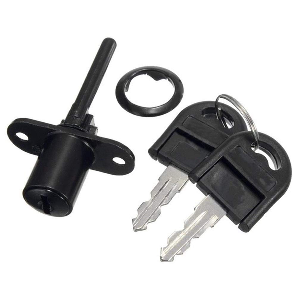 SHAXX Black Zinc Alloy Cam Lock with 2 Keys - Secure Cabinet, Desk Drawer, Mailbox & Locker Lock for Home Office, School, Storage & Workshop Use