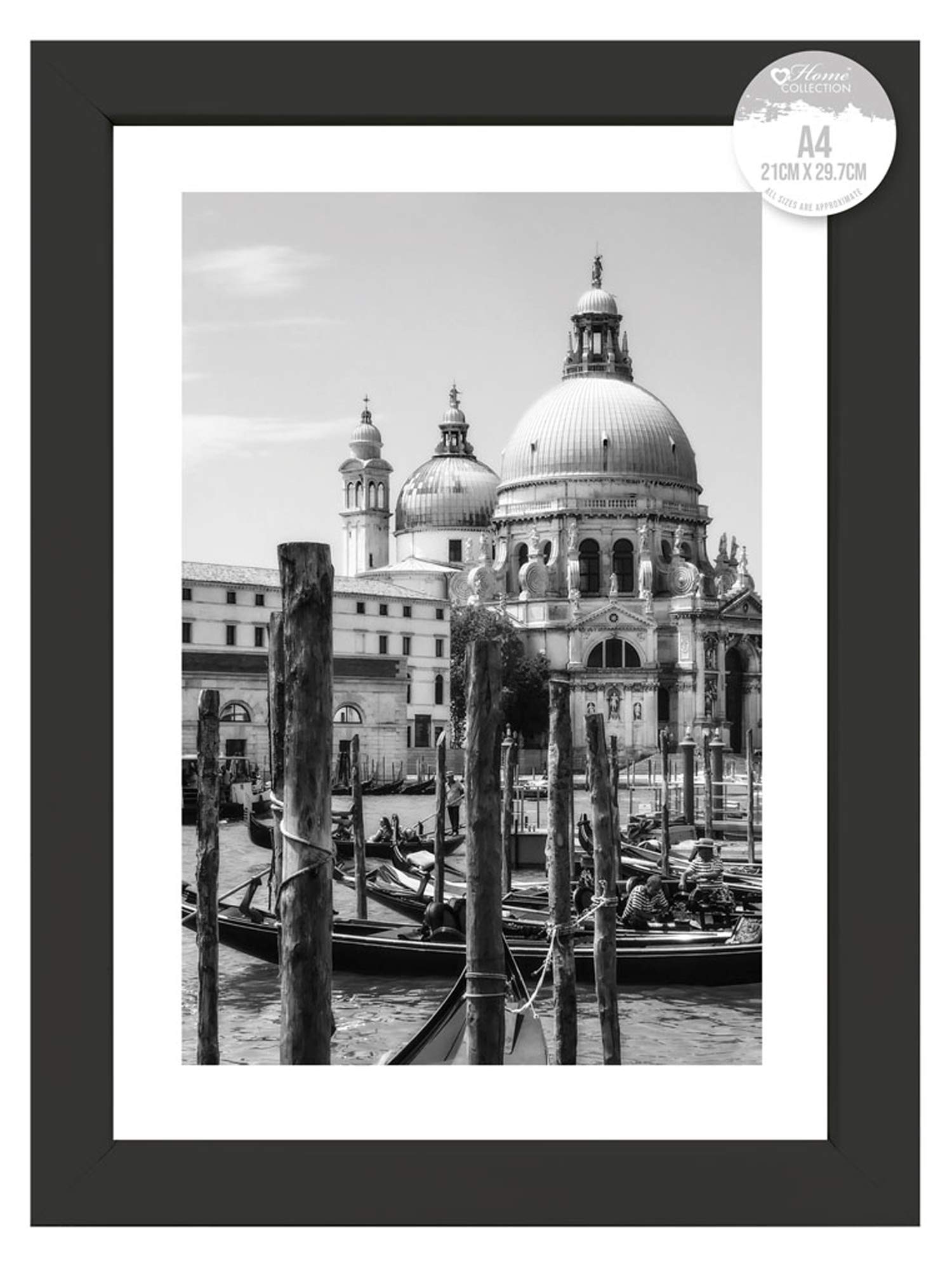 Black Nouveau Styrene A4 Photo Frame - Simple Design for Certificates, Diplomas, and Documents | Perfect for Office, Home, and School Display