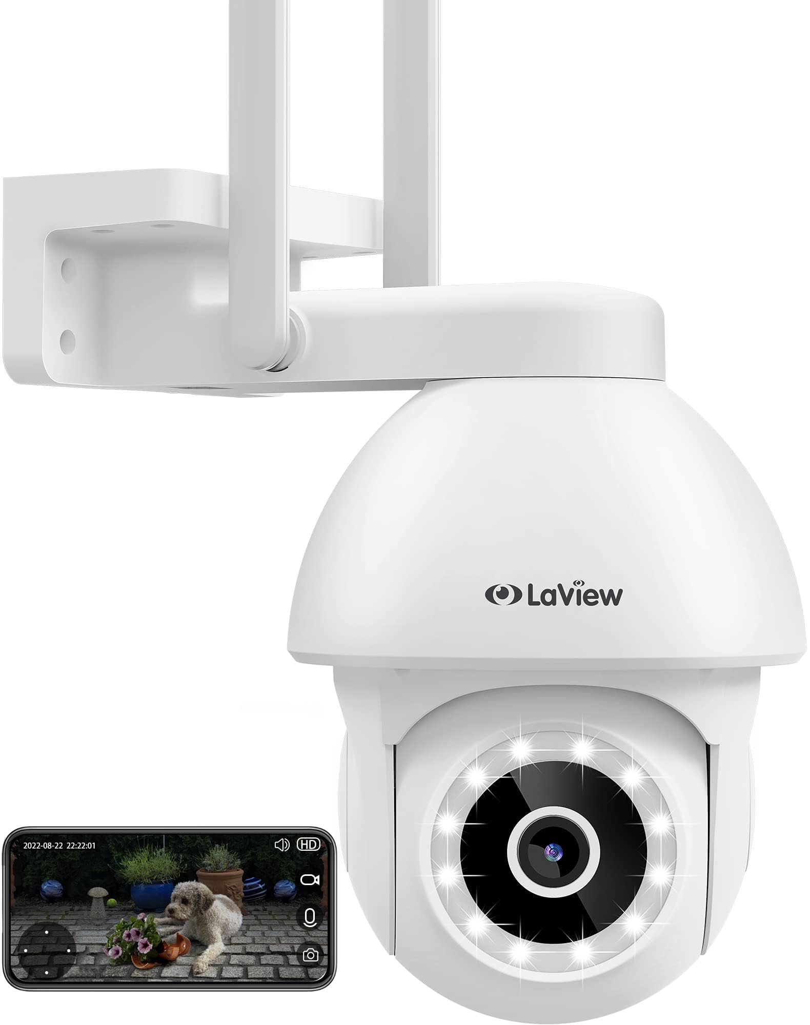 LaView 4MP 4G LTE Outdoor Security Camera with 2K Resolution, Starlight Color Night Vision & AI Human Detection - Auto Tracking, IP65 Weatherproof, 2-Way Audio, US Cloud Storage - Ideal for Home Security, Garage Monitoring & Property Surveillance