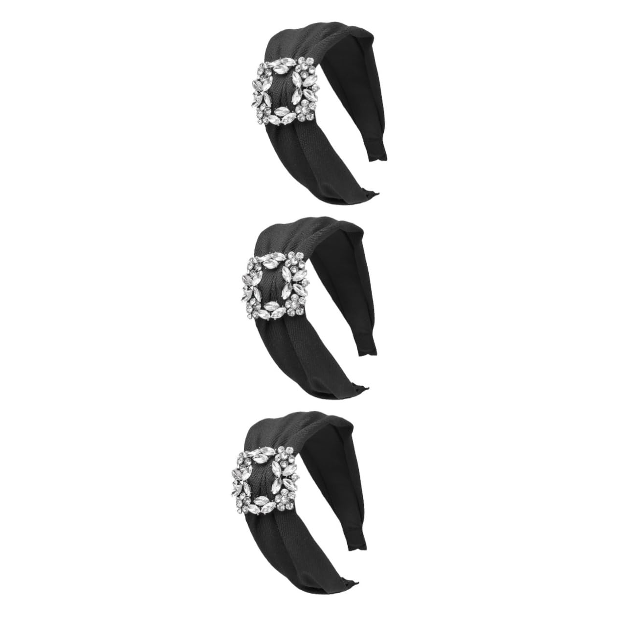 FOMIYES 3 Pack Rhinestone Crystal Headbands for Women - Elegant Elastic Hair Accessories Wide Headband for Parties, Weddings & Special Occasions