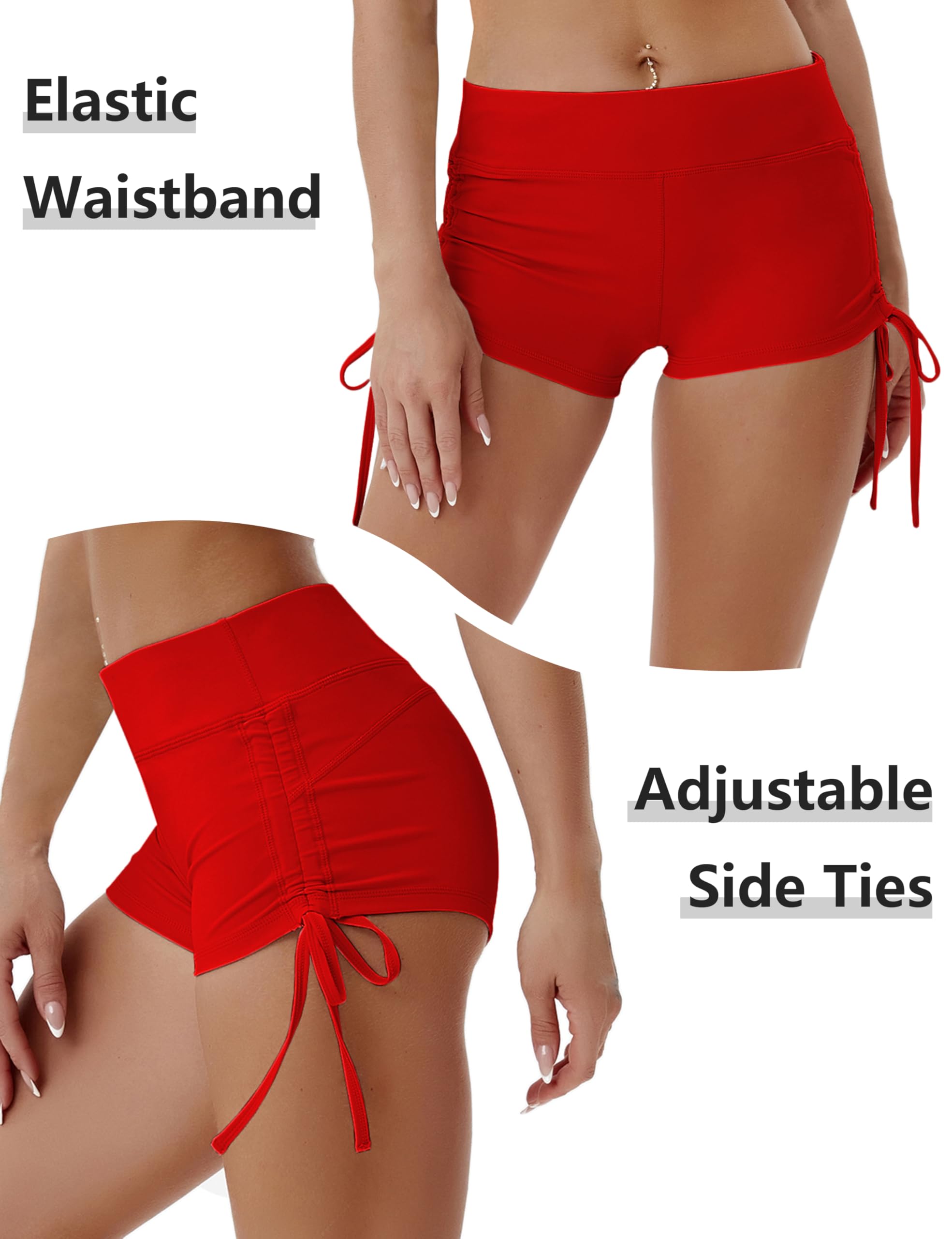 BUBBLELIME Women's High Waisted Yoga Shorts - Sexy Booty Lifting Workout Shorts with Adjustable Side Ties, Moisture Wicking & Tummy Control for Running, Fitness & Gym - Perfect for Yoga, Pilates & Summer Sports