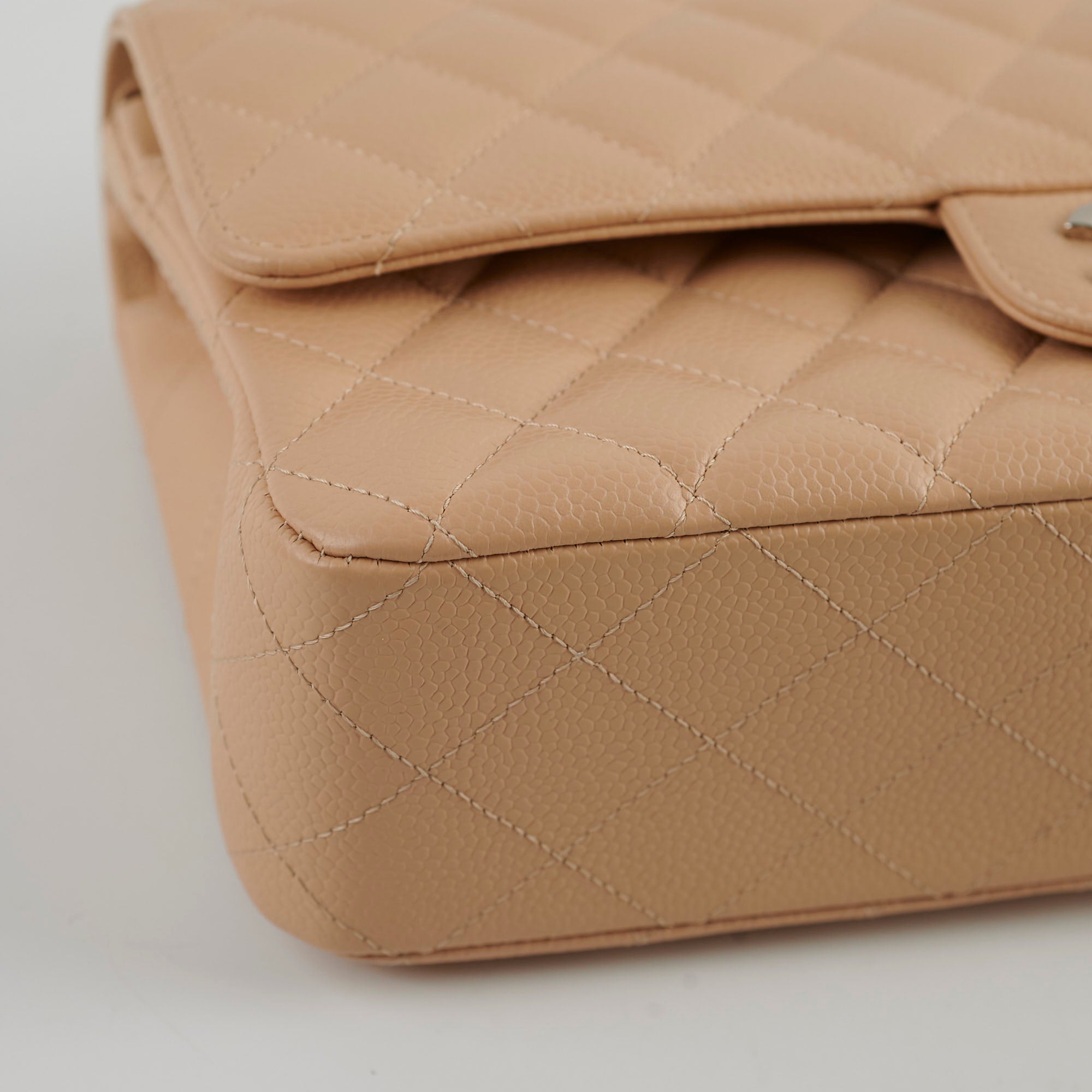 Chanel Medium/Large Caviar Double Classic Flap Bag in Beige | Luxury Designer Handbag for Women | Perfect for Work, Evening Events & Special Occasions